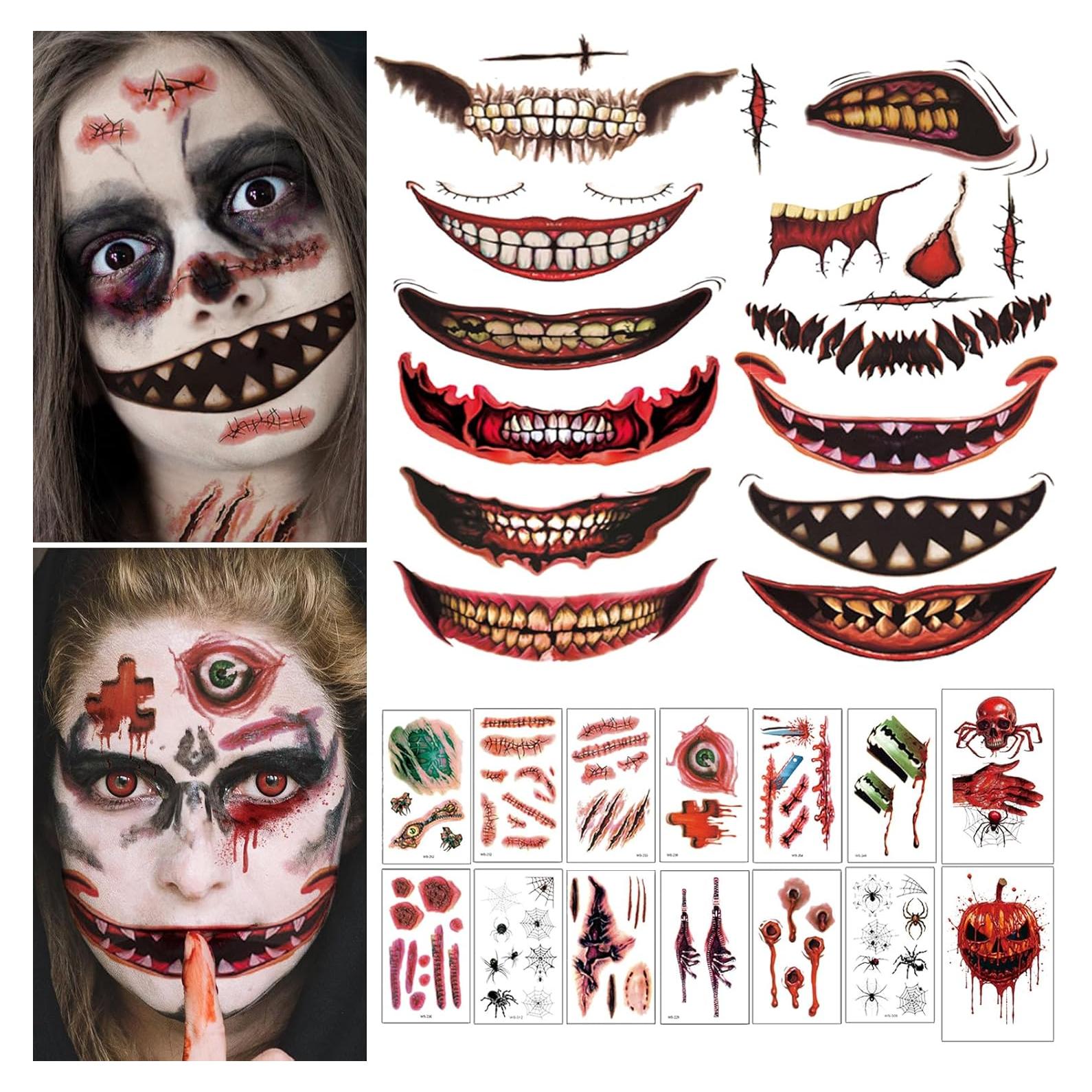 Tatuajes Temporales de Halloween WdrKo 26 PCS - Maquillaje de Broma