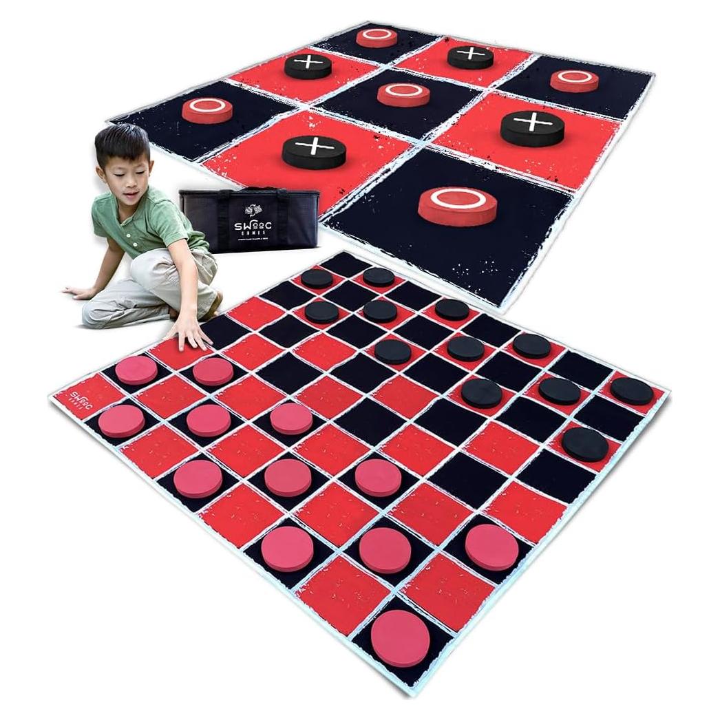 Juego de Damas Gigantes Swooc 2 en 1 con Alfombra 120x120cm