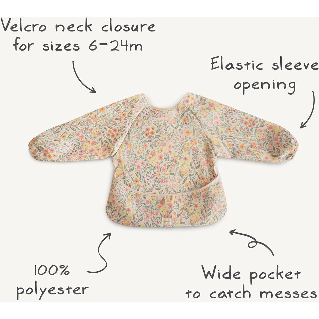 Babero de Manga Larga Mushie para Bebés 6-24 Meses Resistente al Agua