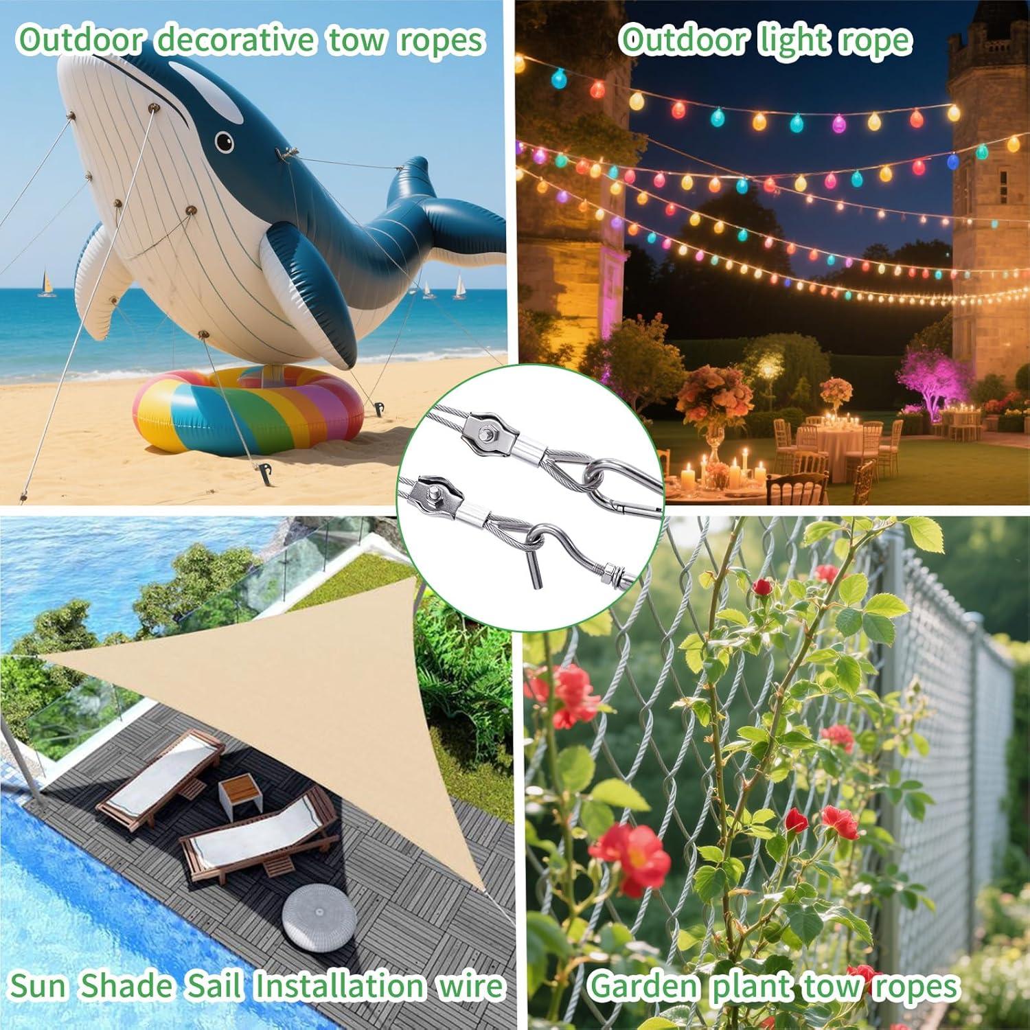 Kit de Cuerda de Alambre 1/8" Unicaravan 30.48m Acero Inoxidable