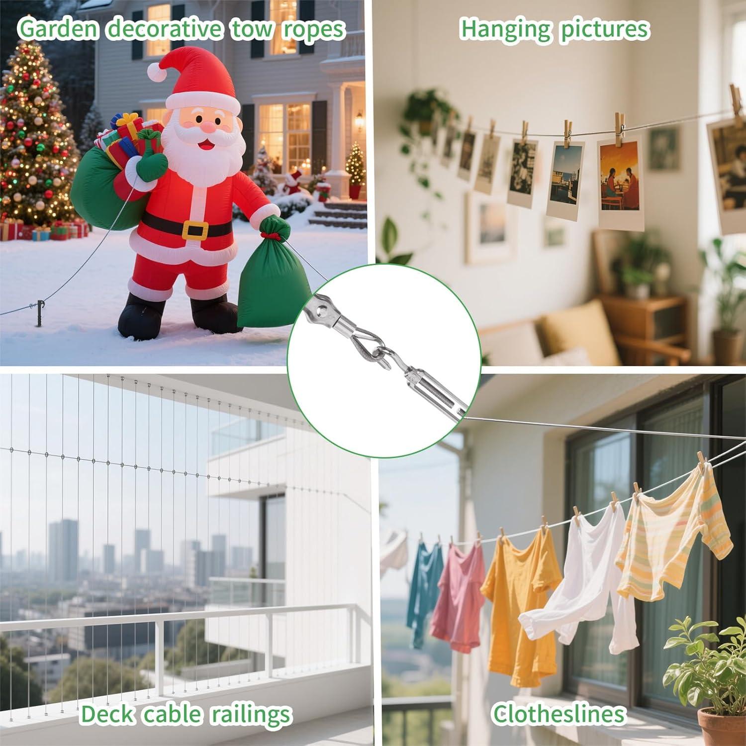 Kit de Cuerda de Alambre 1/8" Unicaravan 30.48m Acero Inoxidable