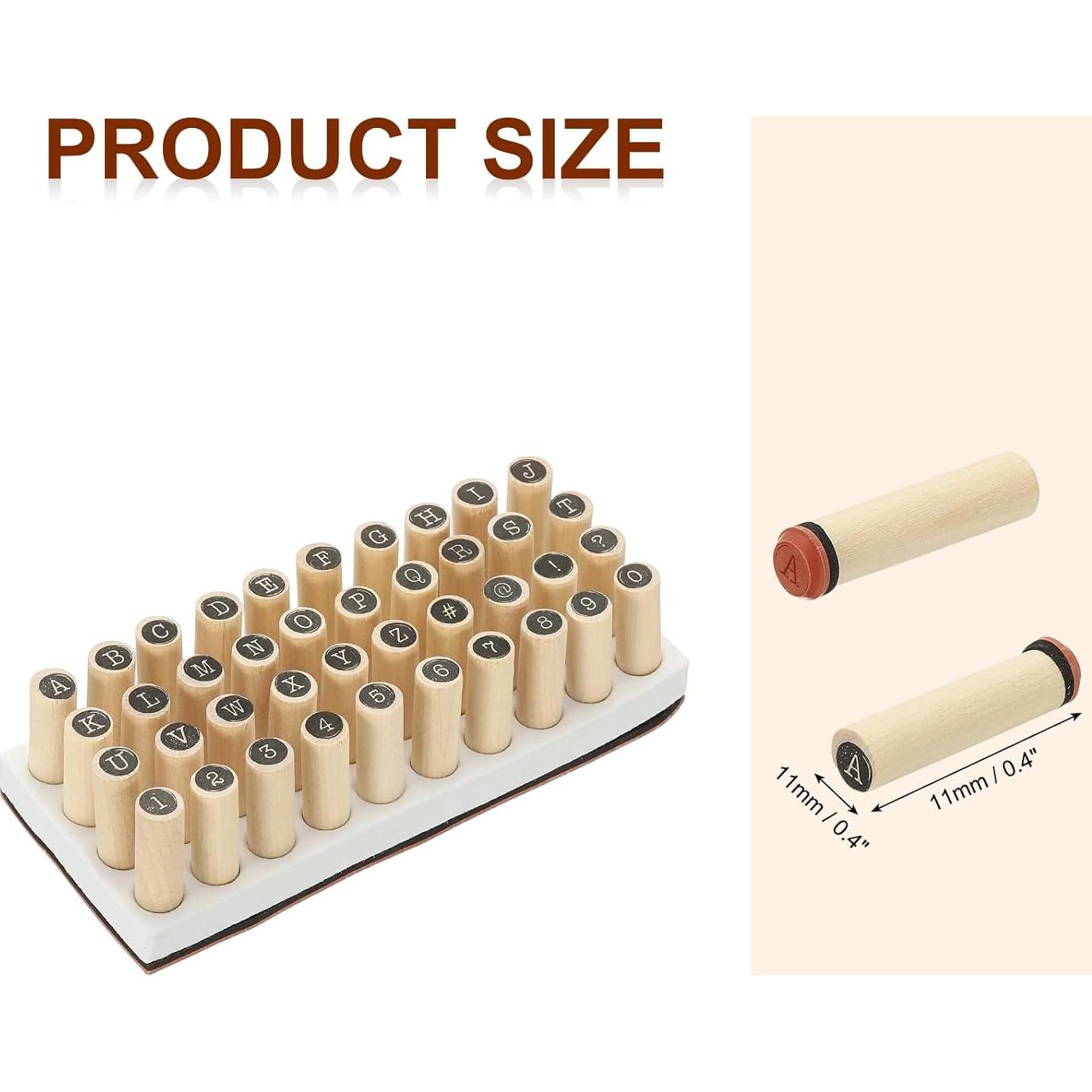 Juego de Sellos de Letras y Números PATIKIL 40 Pcs Madera