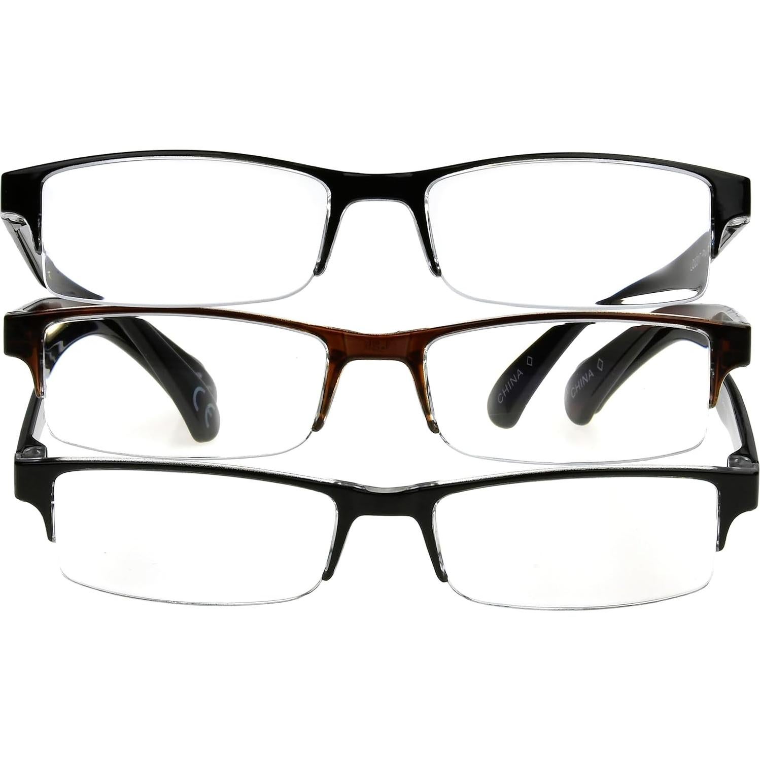 Gafas de lectura Foster Grant Pete 3 pares 2x negro/marrón