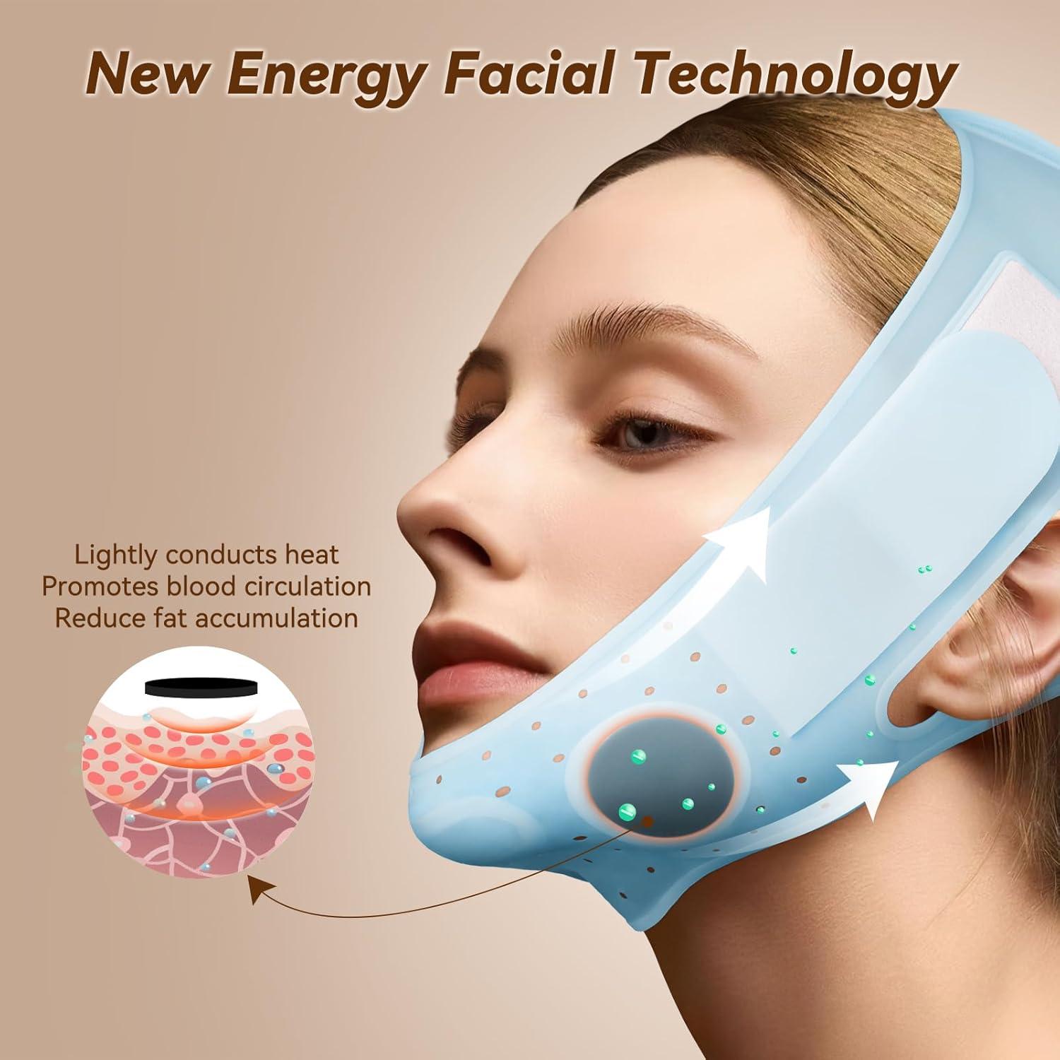 Mascarilla Chin Up JUSRON V-Line Silicona Suave 23-27 cm Azul