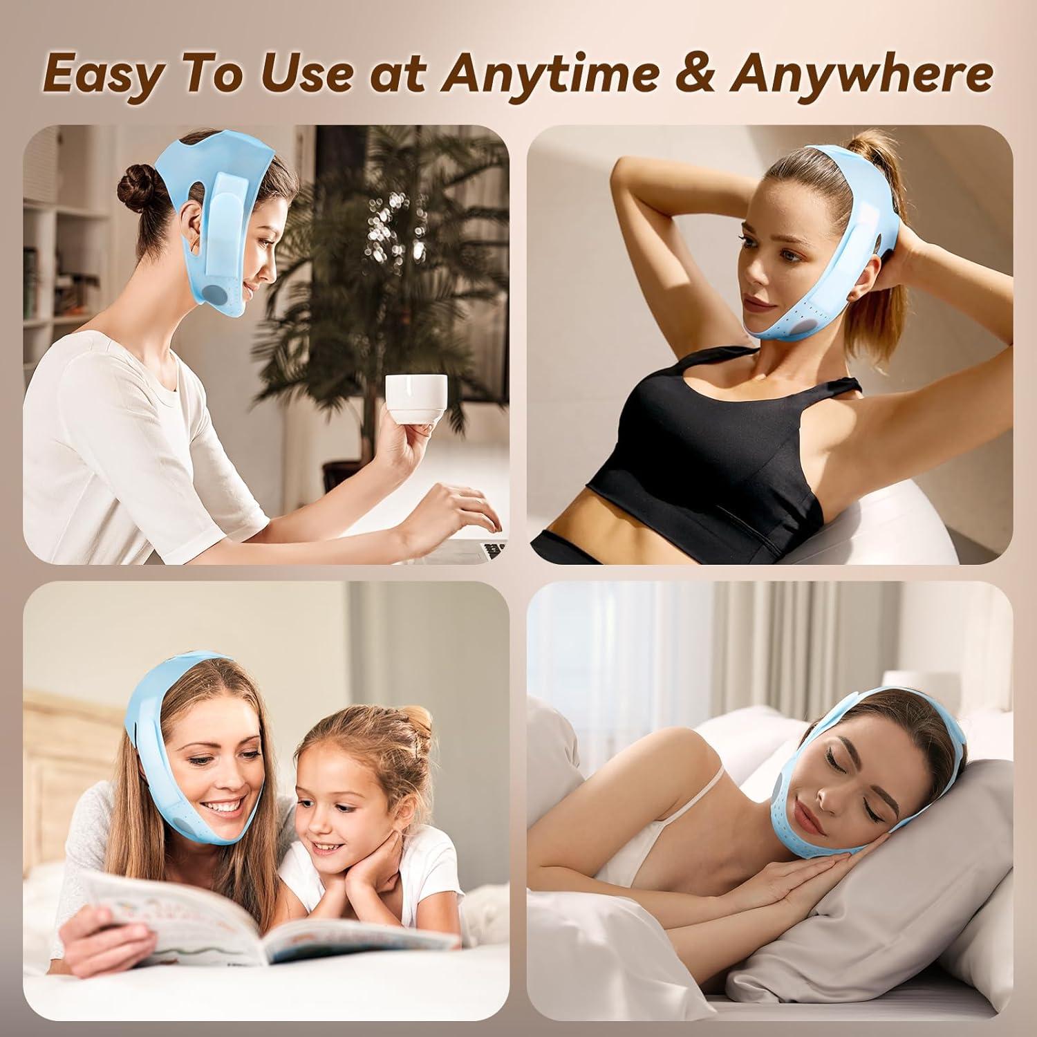 Mascarilla Chin Up JUSRON V-Line Silicona Suave 23-27 cm Azul