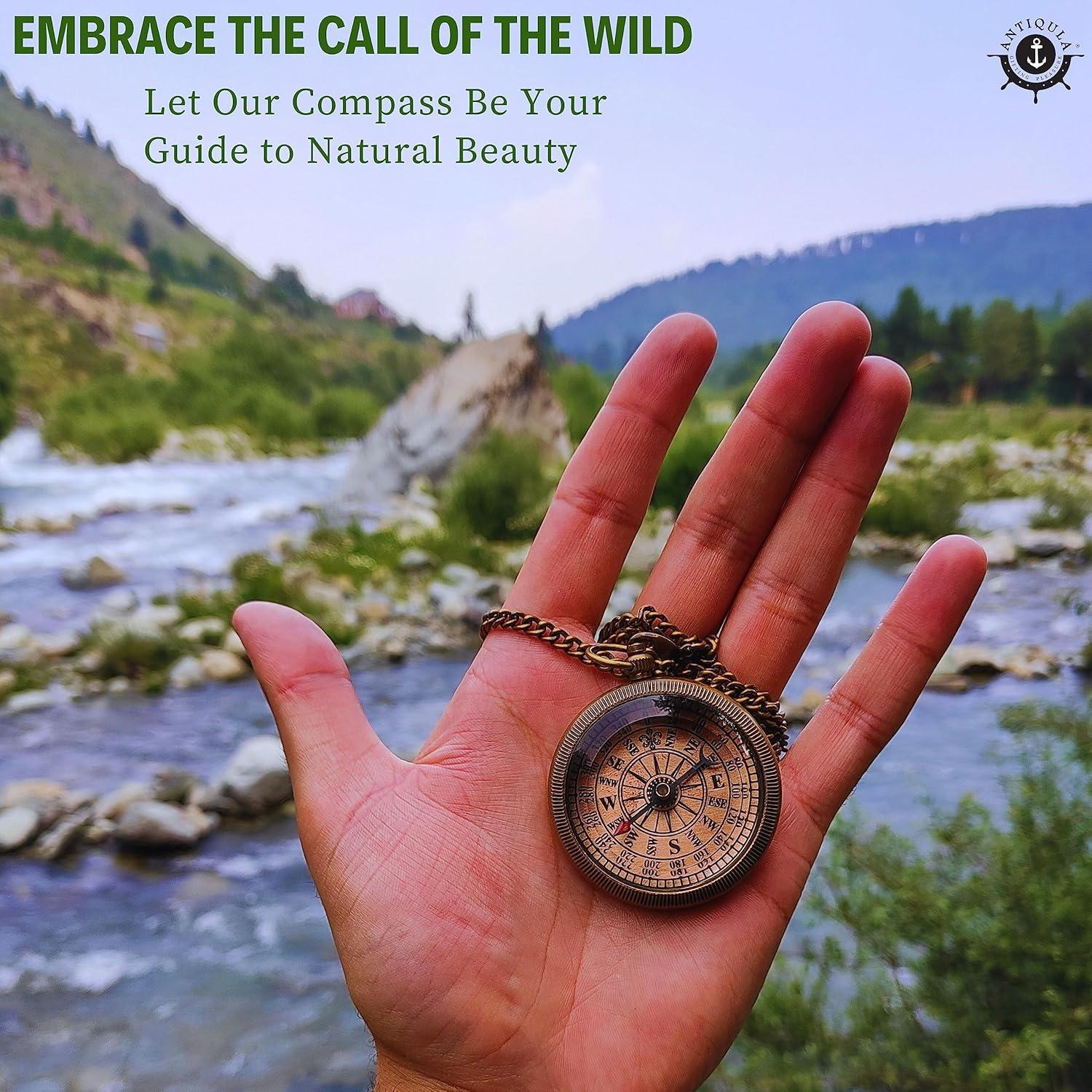 Brújula de Latón Antiqula con Caja de Madera - Regalo Inspirador