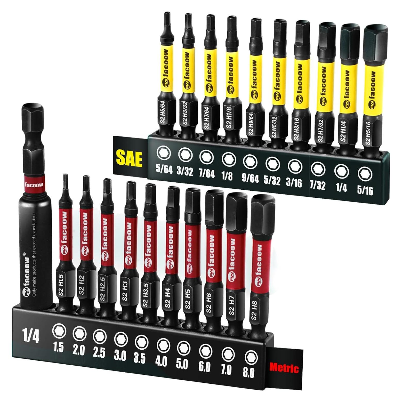 Juego de Puntas Hexagonales Facoow 21 Piezas Acero S2