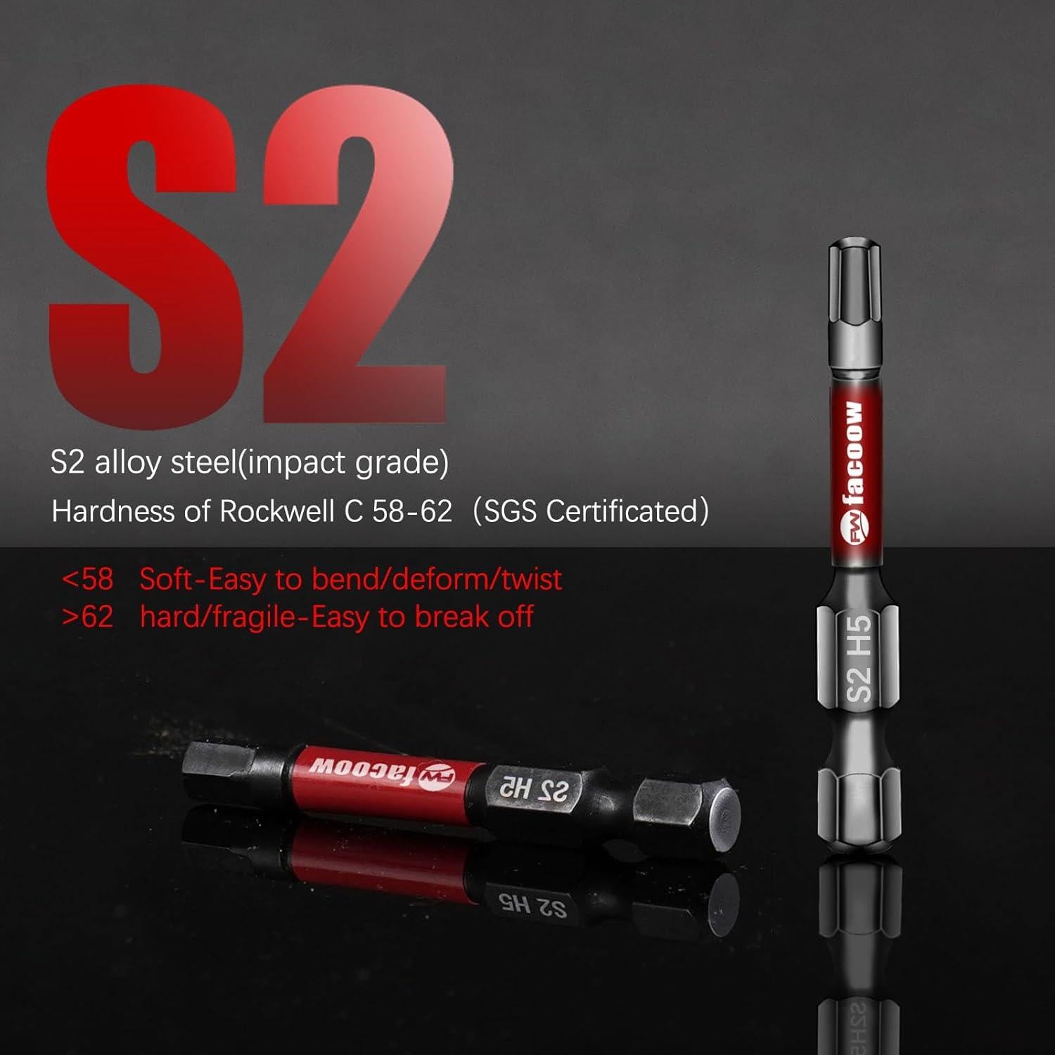 Juego de Puntas Hexagonales Facoow 21 Piezas Acero S2