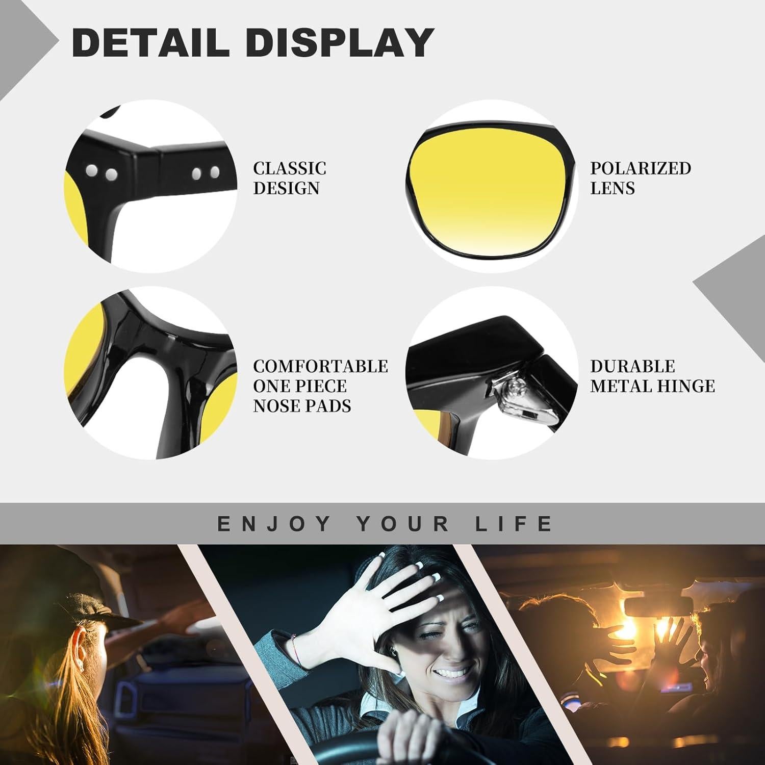 Gafas de Conducción Nocturna HAOLOTA Polarizadas HD Tinte Amarillo