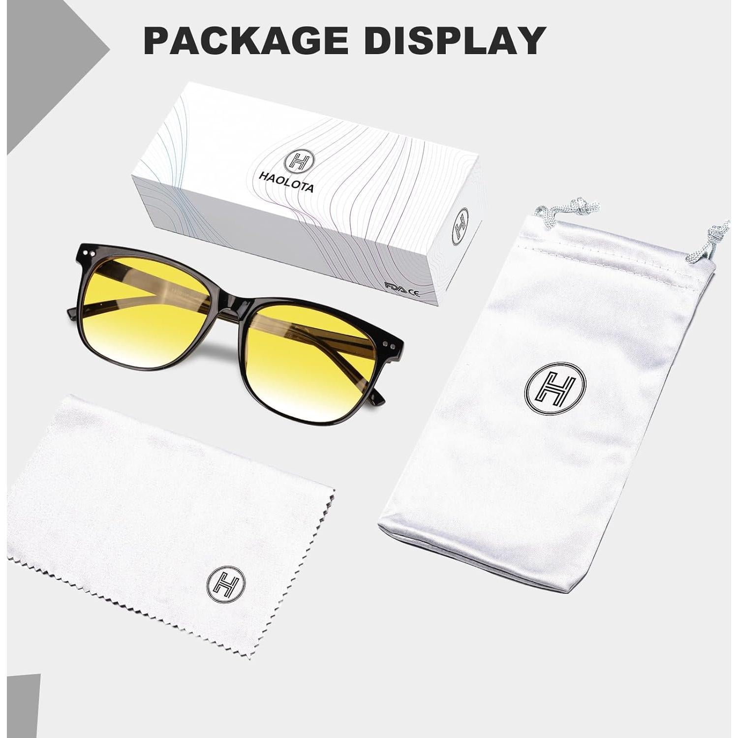 Gafas de Conducción Nocturna HAOLOTA Polarizadas HD Tinte Amarillo