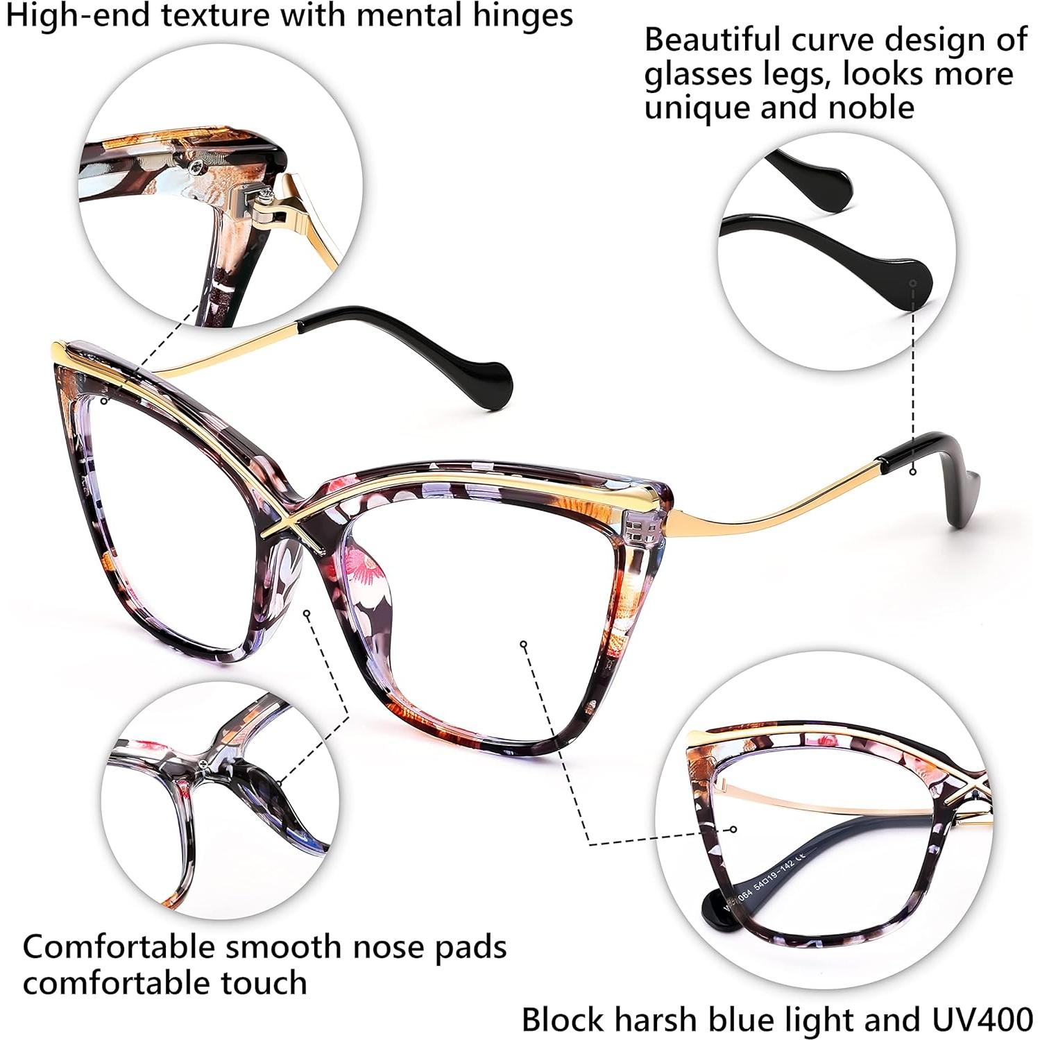 Gafas Cuadradas Sobredimensionadas FEISEDY Anti Luz Azul