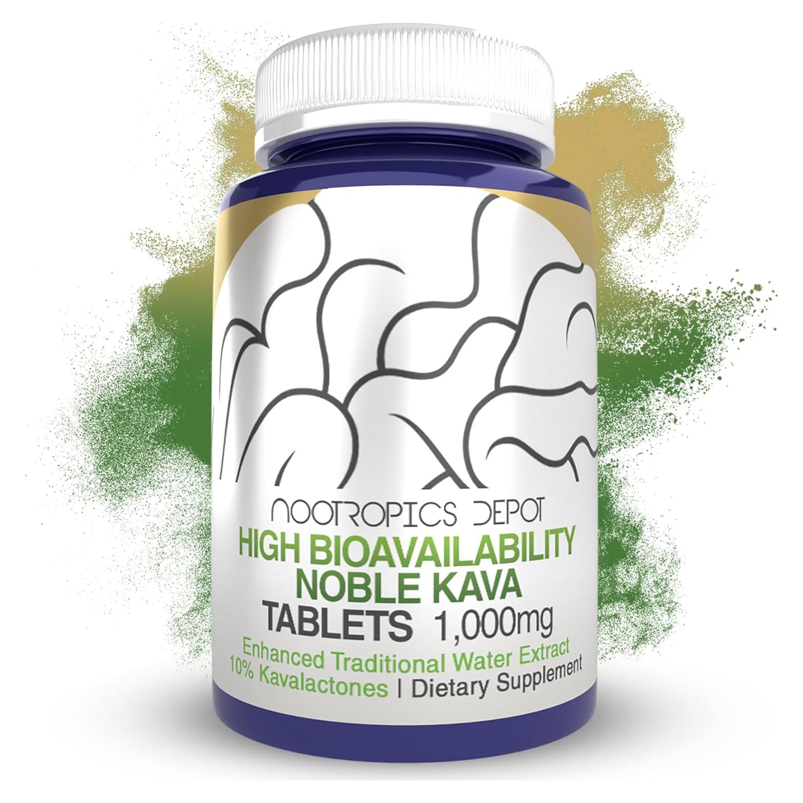 Tabletas de Kava Noble Nootropics Depot 1000mg 30 Unidades