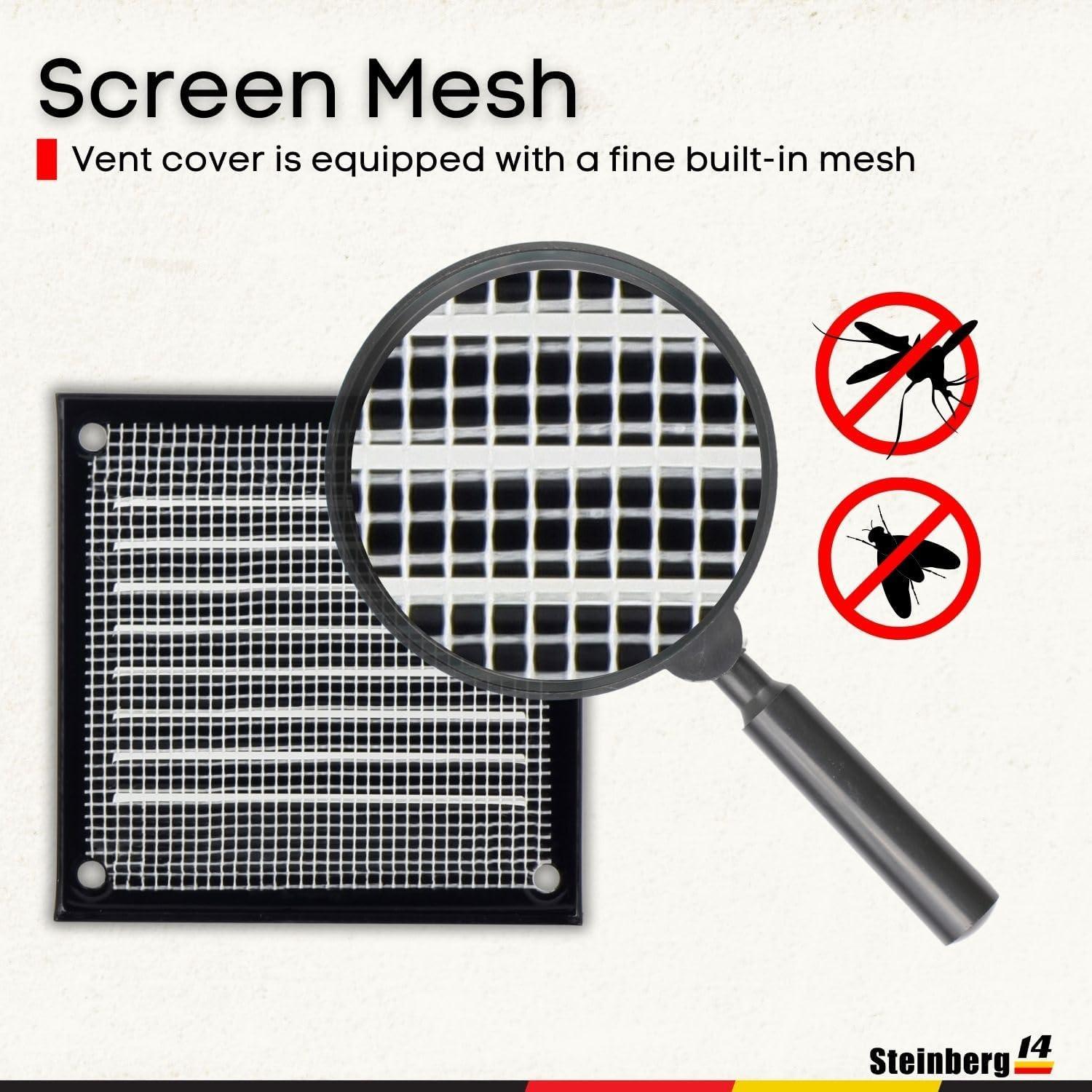 Cubierta de Ventilación Steinberg14 Negra 10x10 cm con Malla