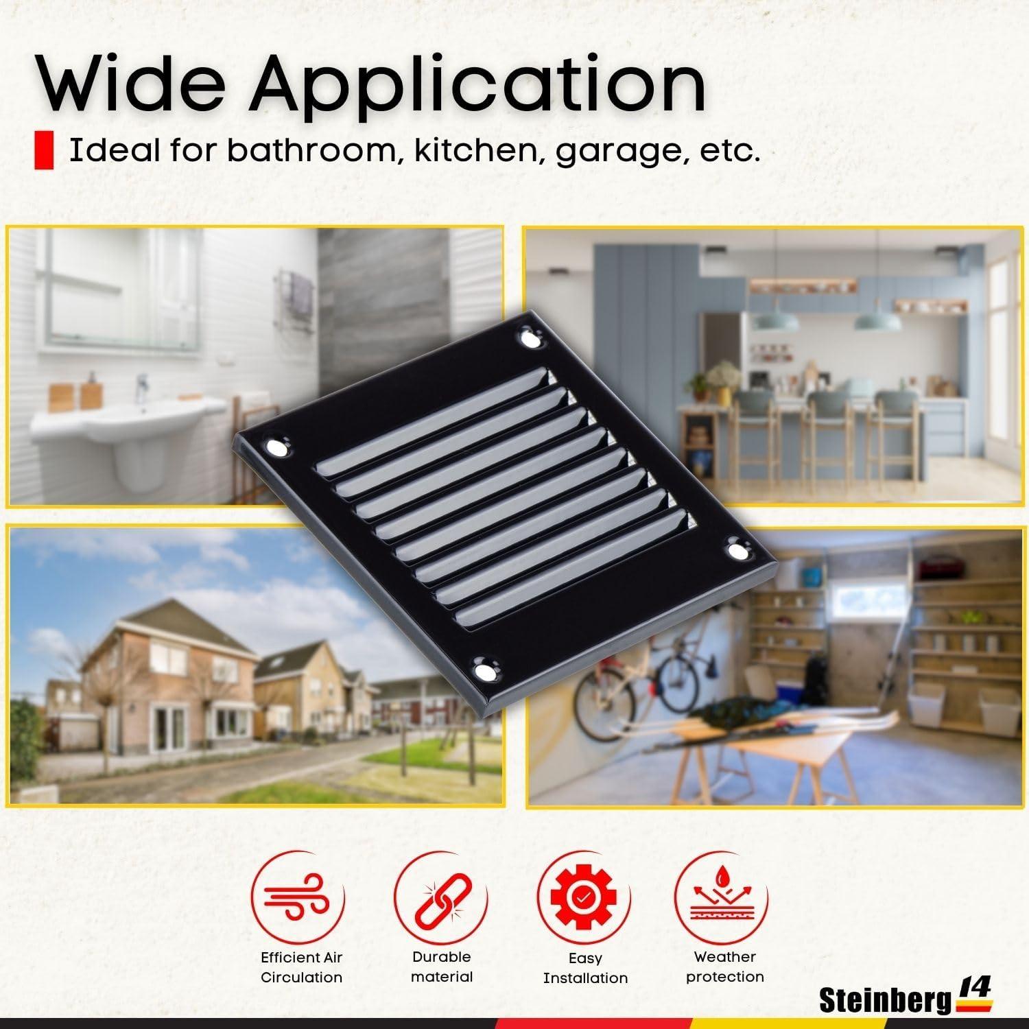 Cubierta de Ventilación Steinberg14 Negra 10x10 cm con Malla