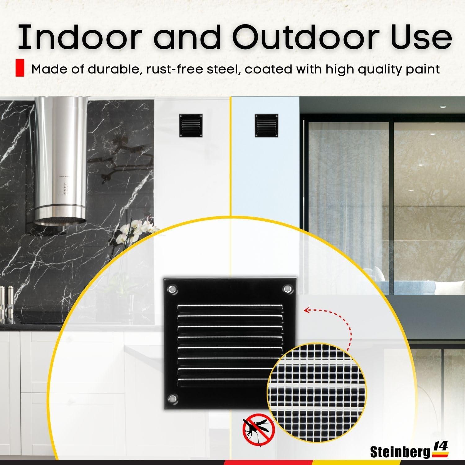 Cubierta de Ventilación Steinberg14 Negra 10x10 cm con Malla