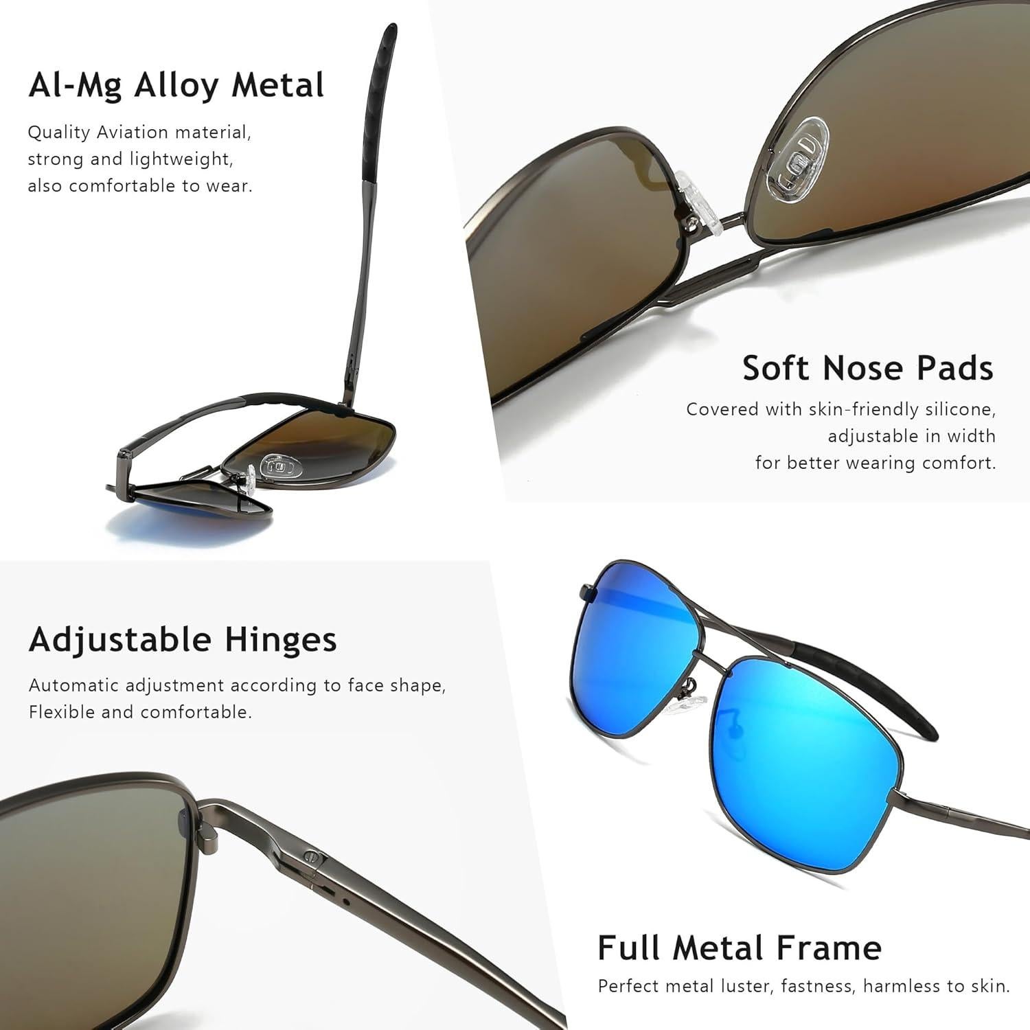 Gafas de sol polarizadas SUNGAIT cuadradas para hombres