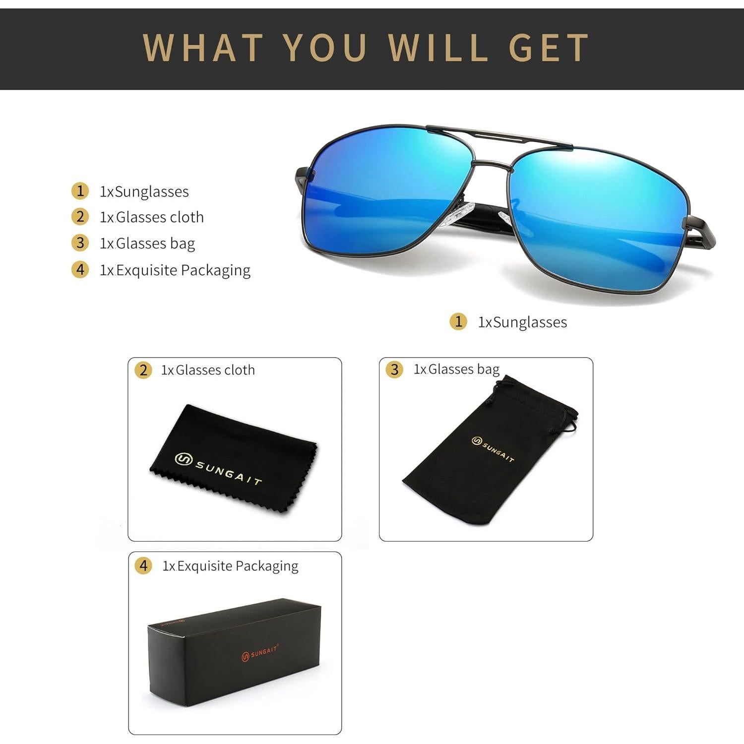 Gafas de sol polarizadas SUNGAIT cuadradas para hombres