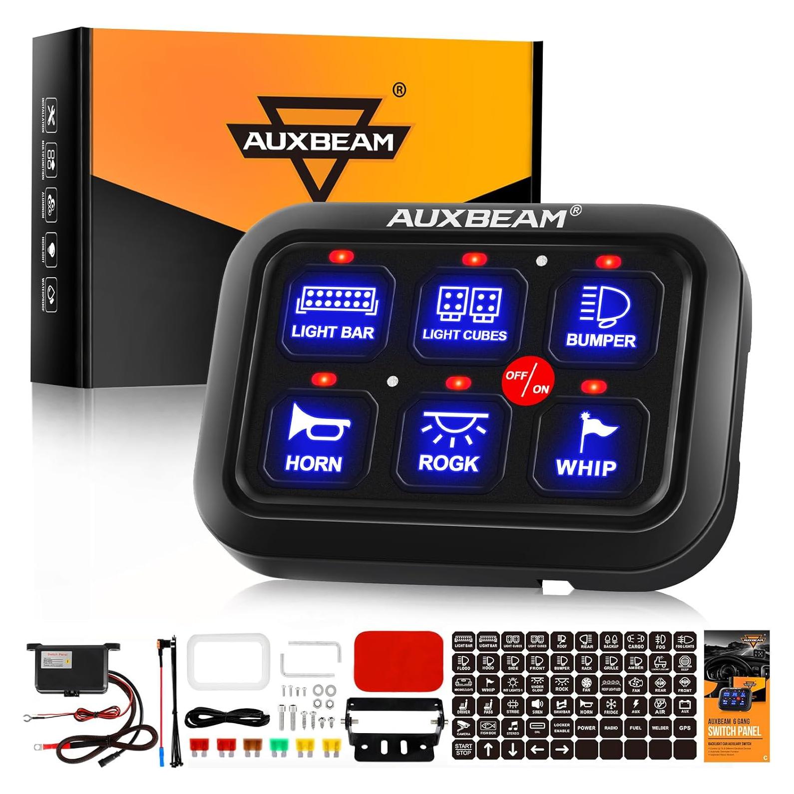 Panel de Interruptores Auxbeam BC60 6 Gang Azul 720W 60A