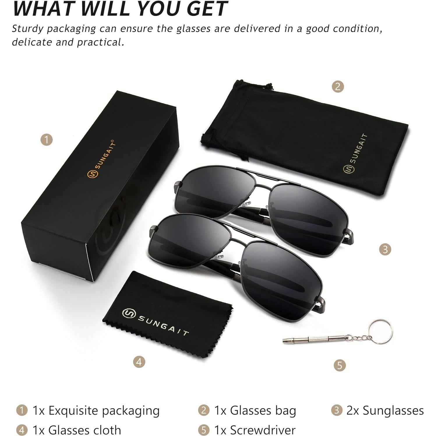 Gafas de sol polarizadas SUNGAIT para hombres con marco metal