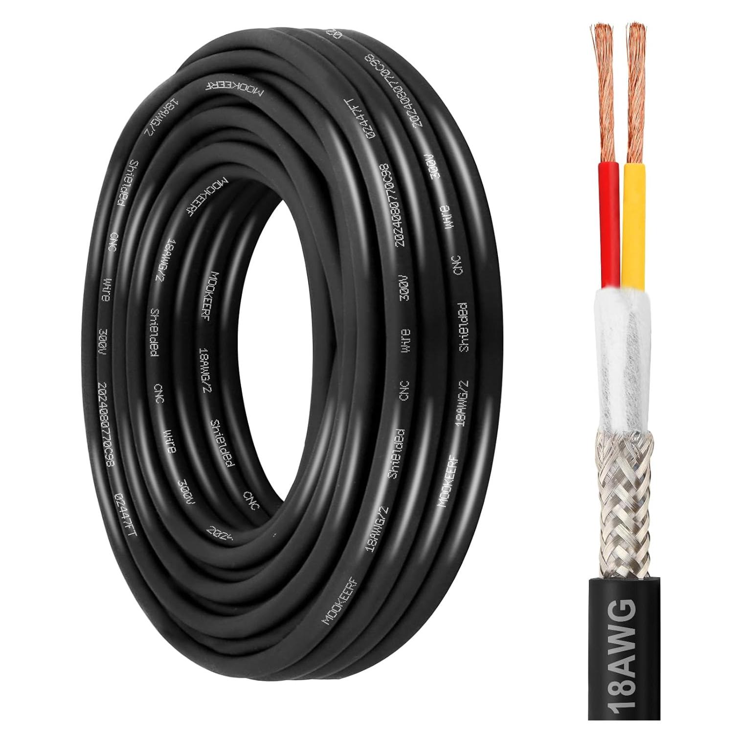 Cable Blindado 7.62M 18AWG MOOKEERF 2 Conductores Cobre Puro