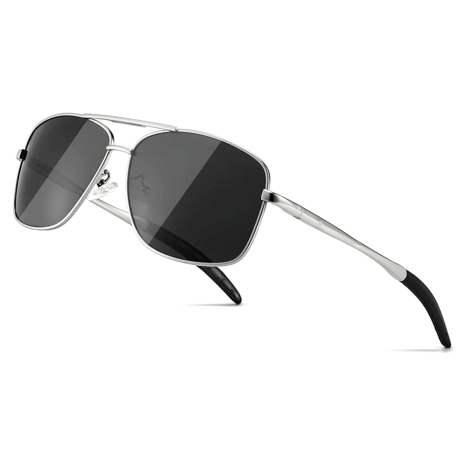 Gafas de sol polarizadas SUNGAIT para hombres, marco metal gris