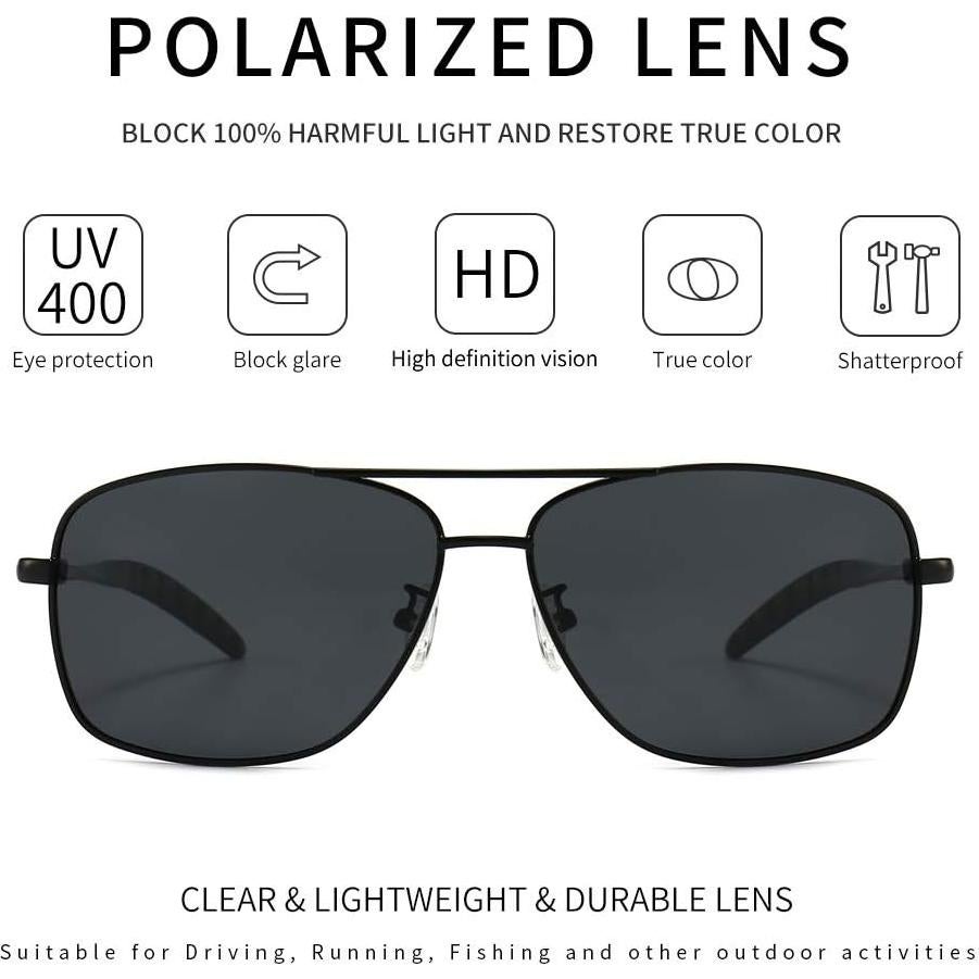 Gafas de sol polarizadas SUNGAIT para hombres, marco metal gris