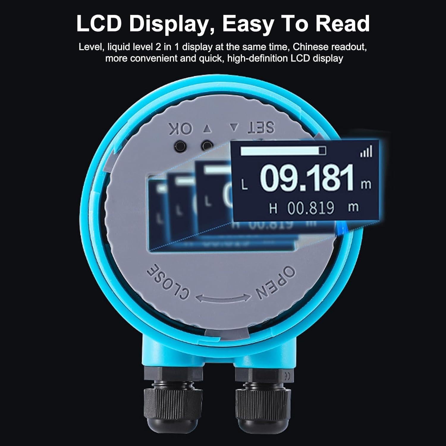 Sensor de Nivel de Agua Ultrasonico Fockety 0-5M LED 4-20mA