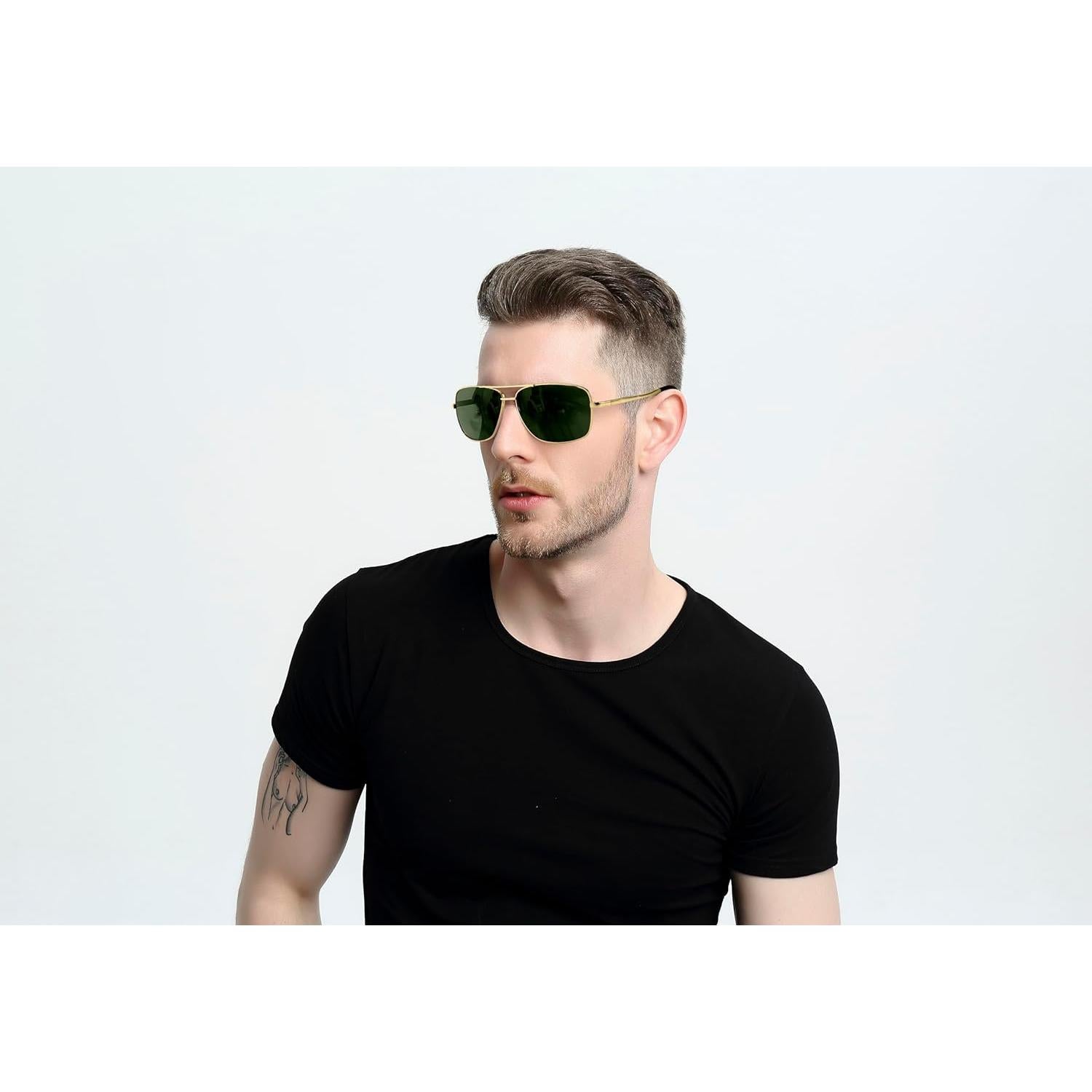 Gafas de sol polarizadas SUNGAIT para hombres, marco dorado