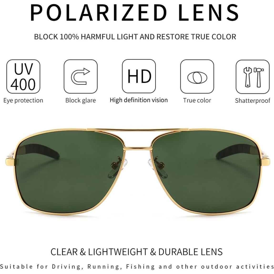 Gafas de sol polarizadas SUNGAIT para hombres, marco dorado