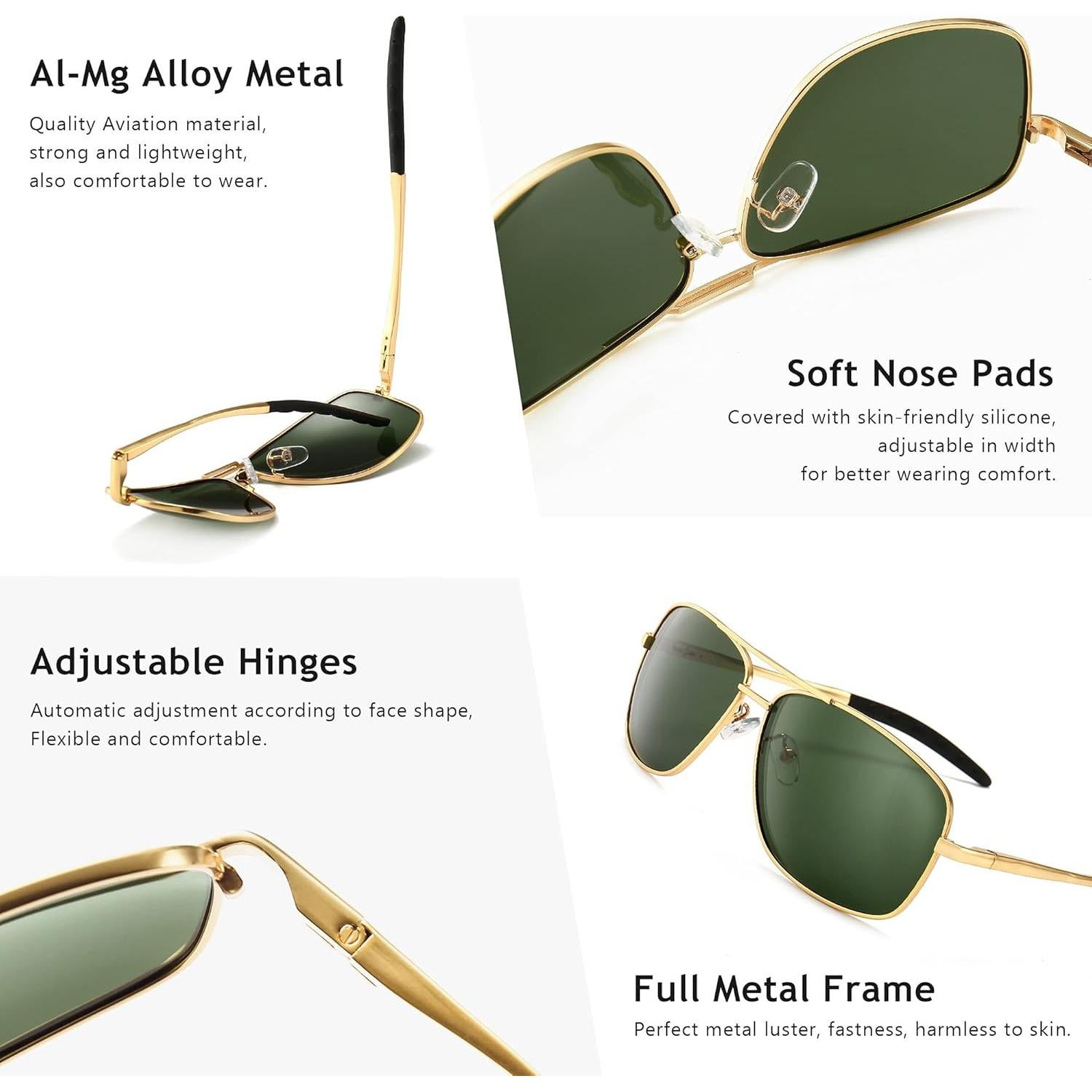 Gafas de sol polarizadas SUNGAIT para hombres, marco dorado