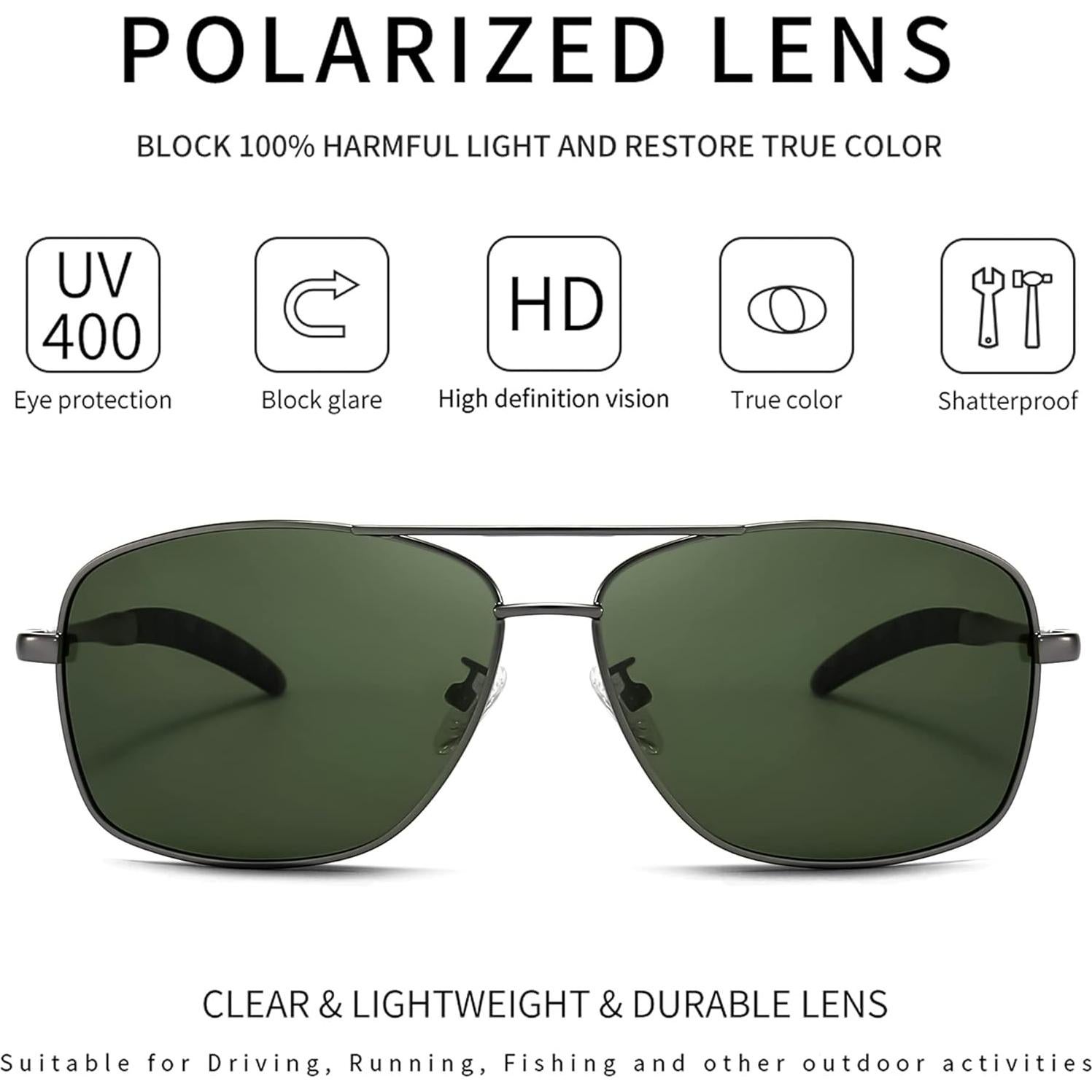 Gafas de sol polarizadas SUNGAIT para hombres, marco metal