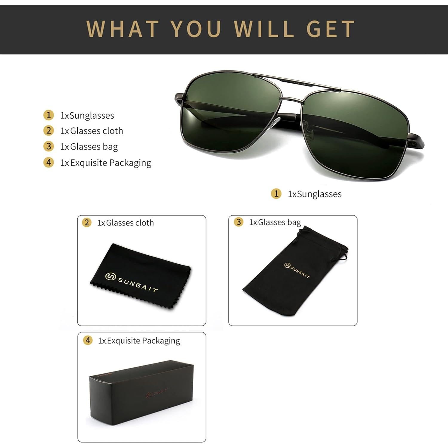 Gafas de sol polarizadas SUNGAIT para hombres, marco metal