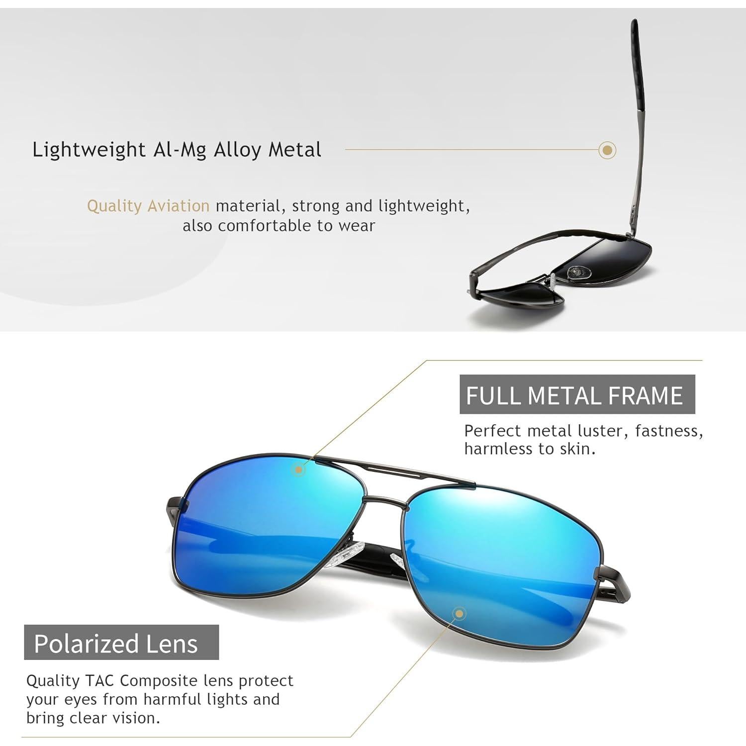 Gafas de sol polarizadas SUNGAIT para hombres, marco metal