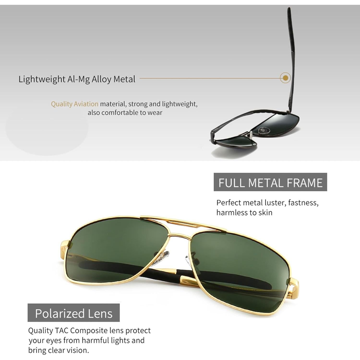 Gafas de sol polarizadas SUNGAIT para hombres, marco metal