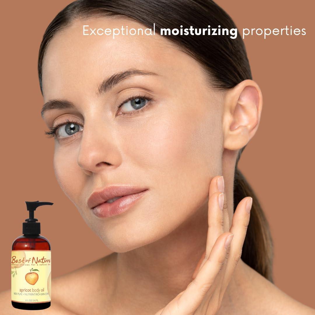 Aceite de Albaricoque Puro Lo Mejor de la Naturaleza 236.6 ml - Hidratante para Piel y Cabello