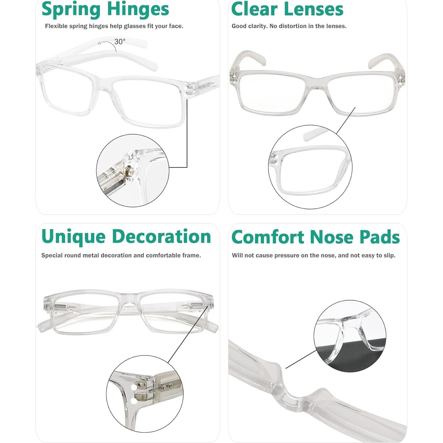 Gafas de Lectura Eyekepper 5 Paquete Hombres 2.5x Claras