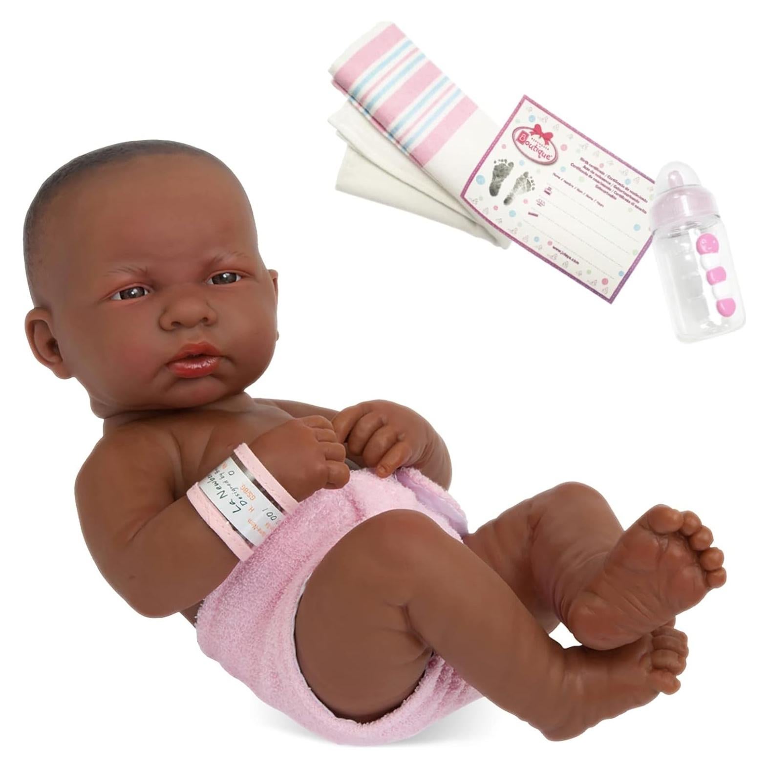 Muñeca Realista Afroamericana JC Toys 35.56 cm Anatómica