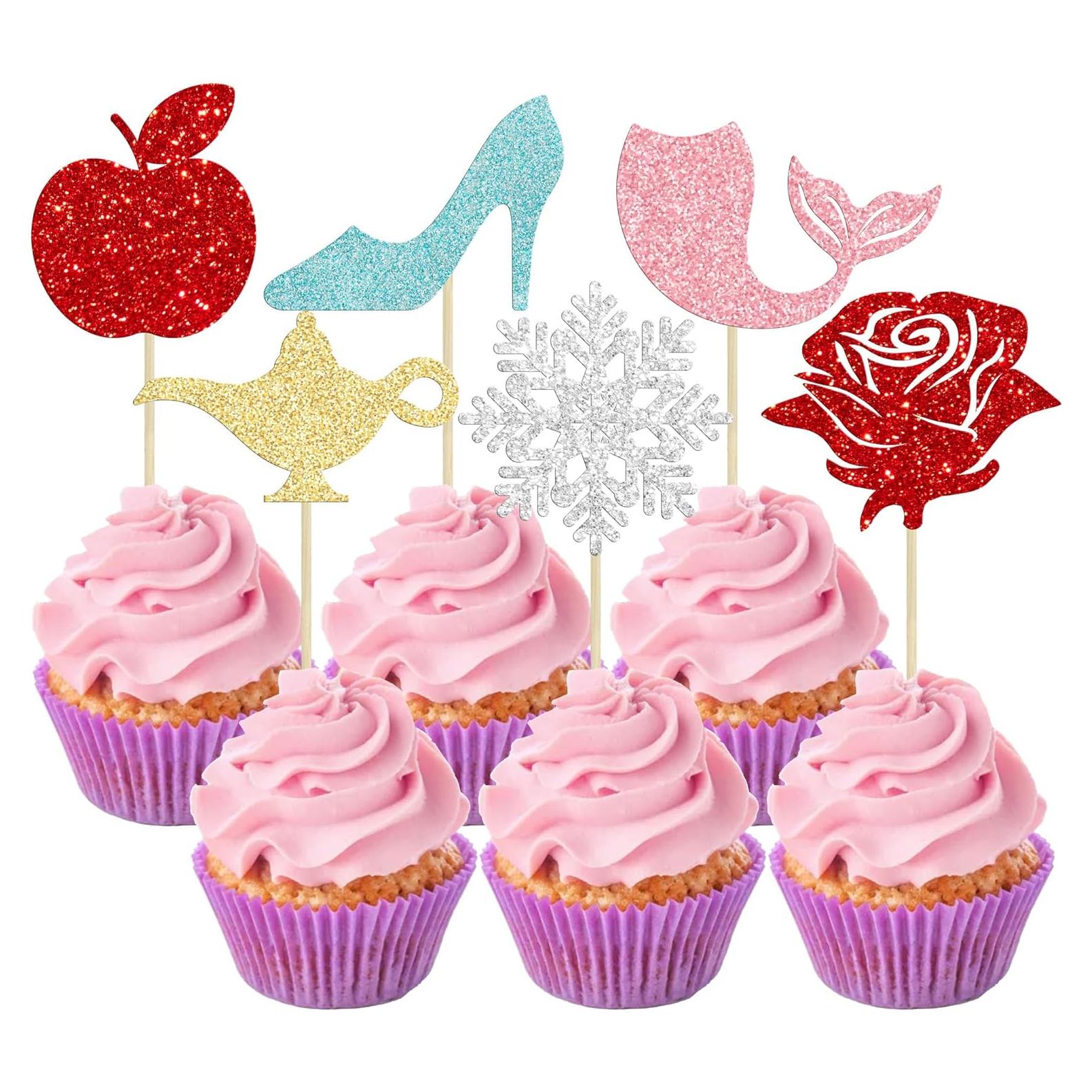 Toppers de Cupcake Princesa Gyufise 24Pcs Decorativos