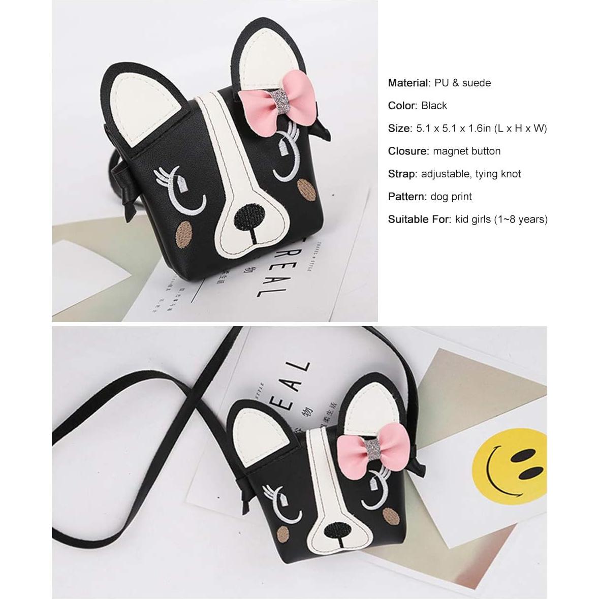 Mochila de Hombro para Niña Jienclound con Diseño de Perro - Negro