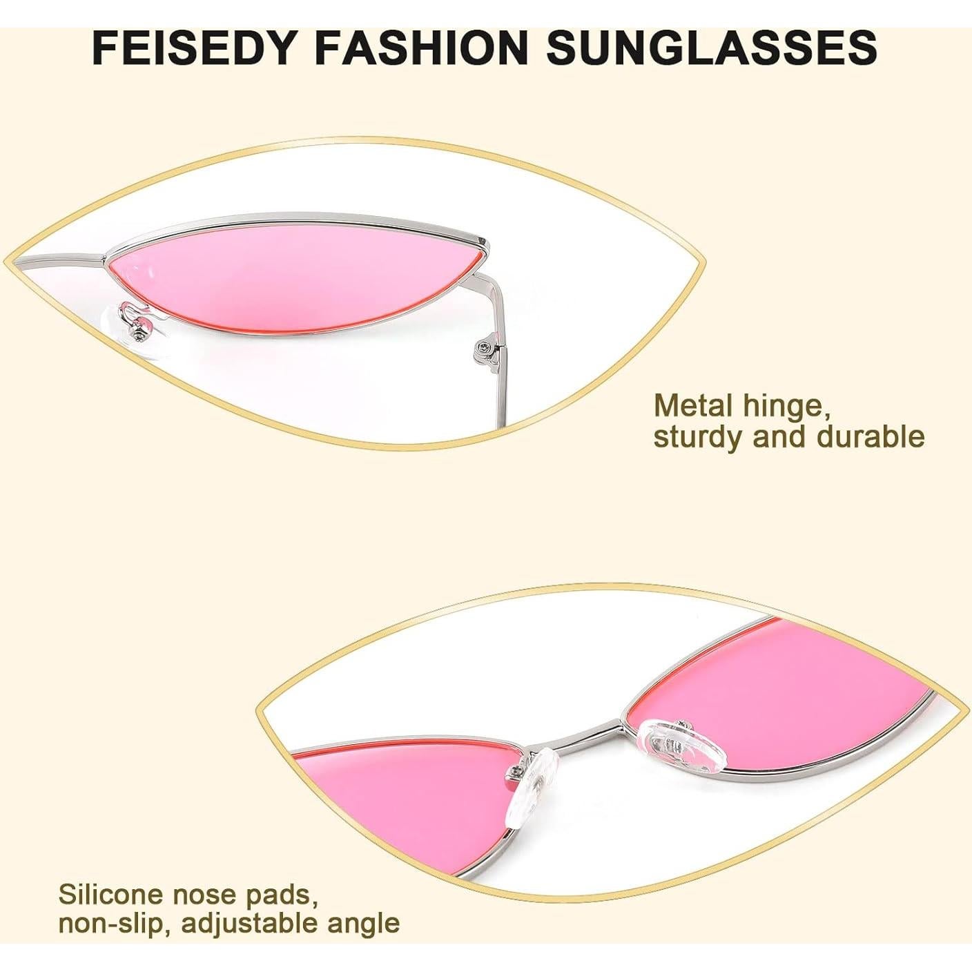 Gafas de sol FEISEDY retro UV400 paquete de 2 rosa y marrón