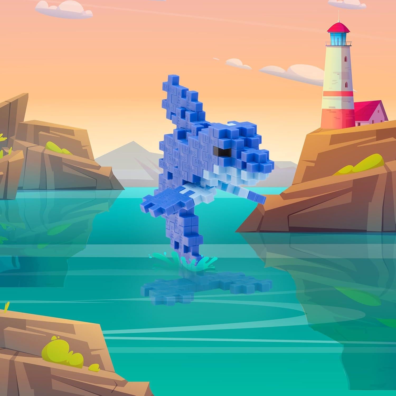 Set de Bloques de Construcción Plus-Plus 3D - Delfín, 70 Piezas