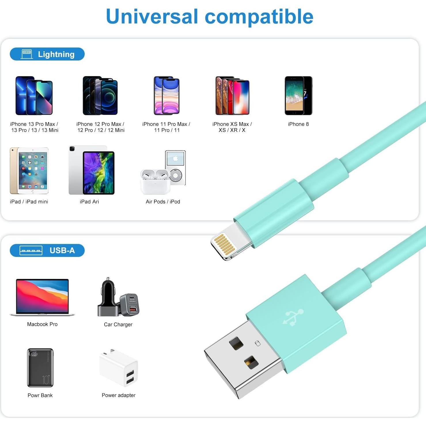 Cable de Carga Lightning QZIIW 3 Unidades 3 Metros Azul