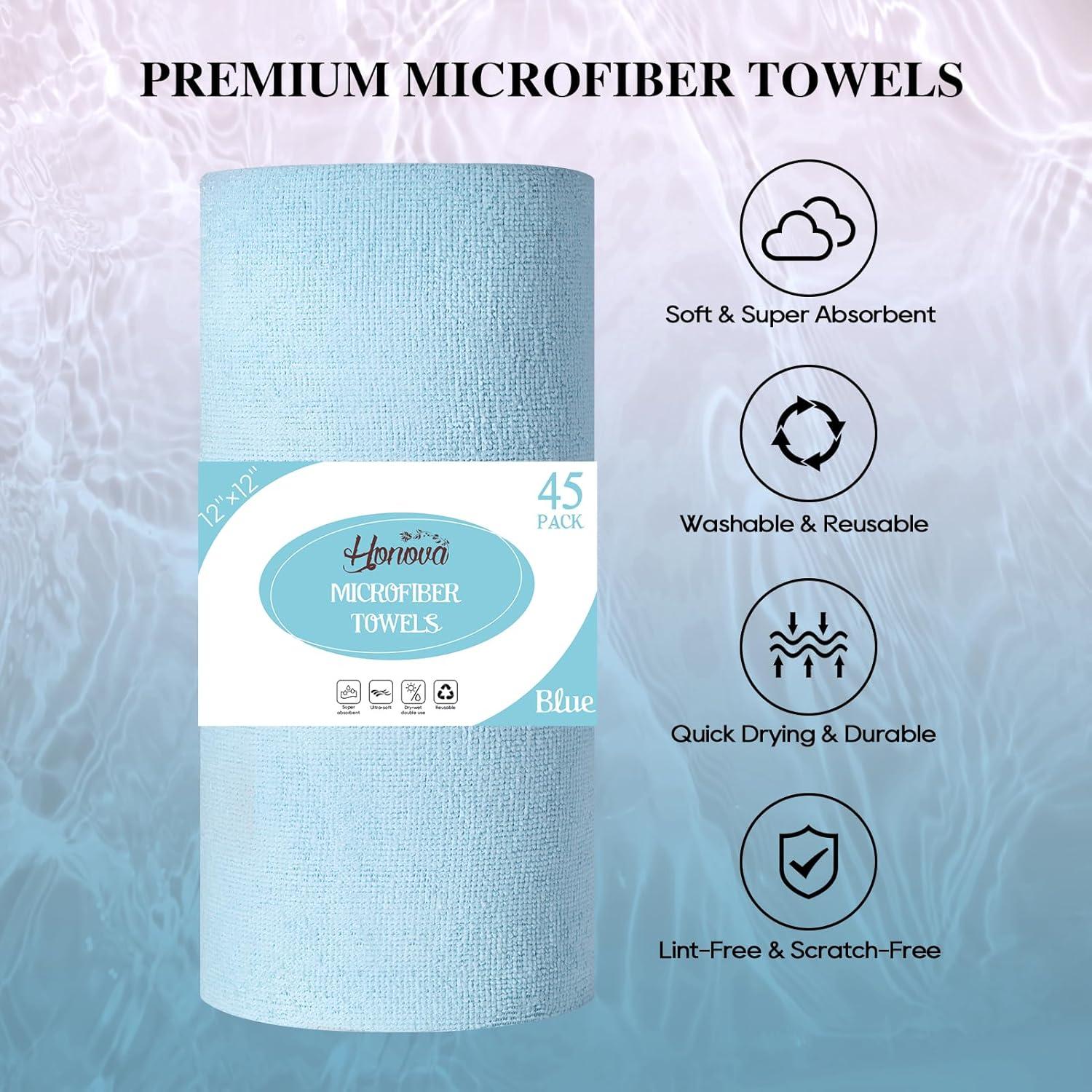 Rollo de Paños de Microfibra HONOVA 45 Piezas 30x30 cm Azul