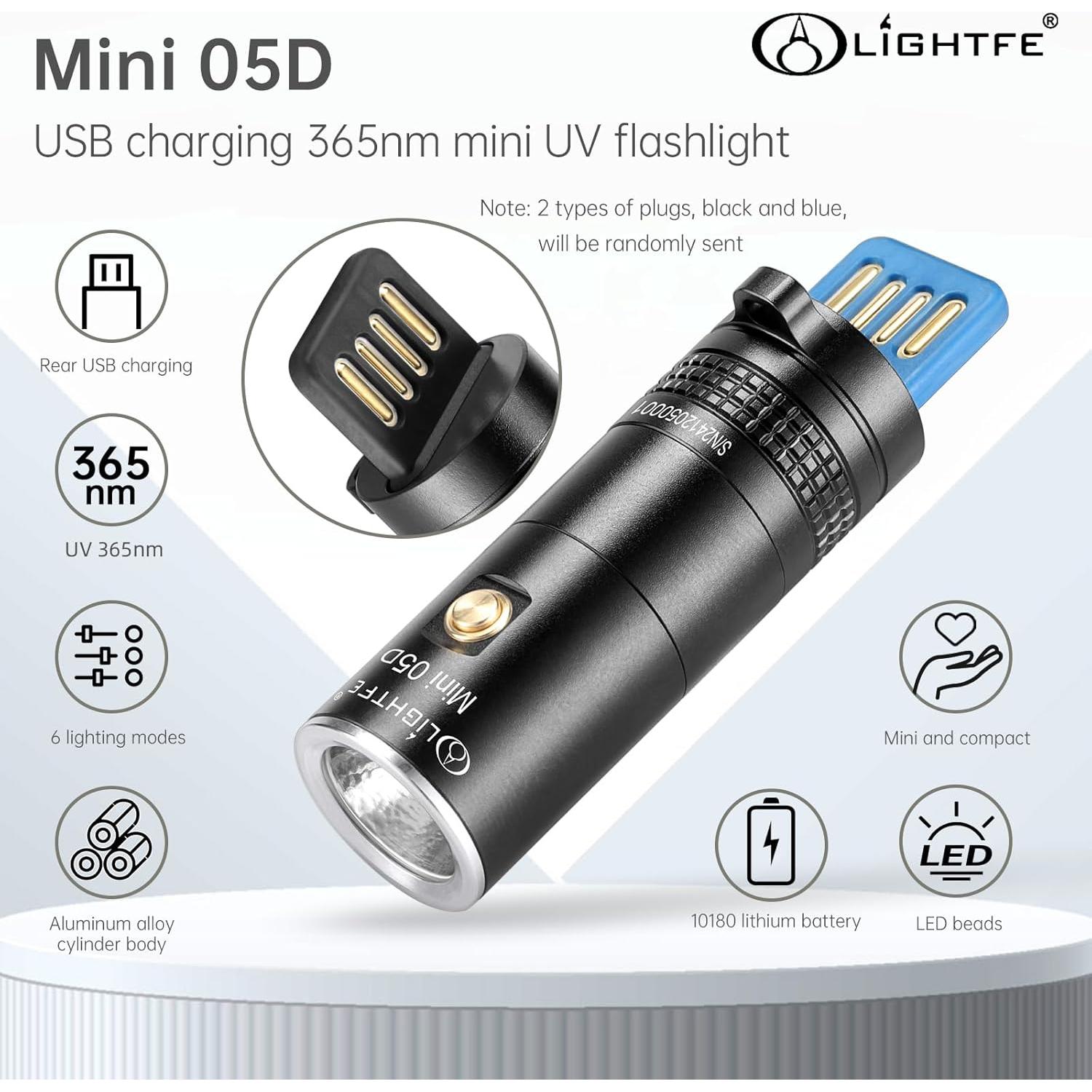 Linterna UV Recargable LIGHTFE Mini05D 365nm Compacta