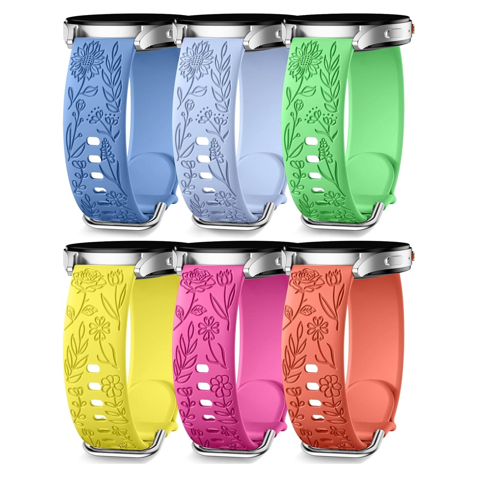 Paquete de 6 Bandas de Silicona Grabadas SNBLK para Samsung Galaxy Watch 7 20mm