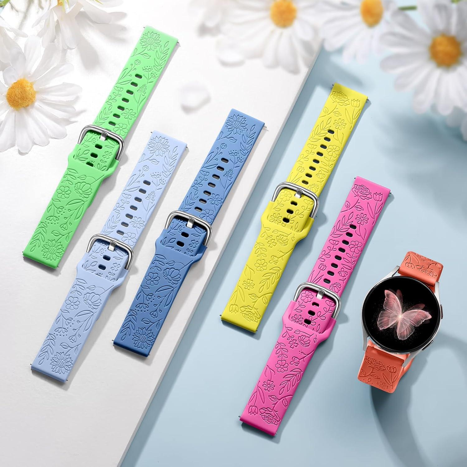 Paquete de 6 Bandas de Silicona Grabadas SNBLK para Samsung Galaxy Watch 7 20mm