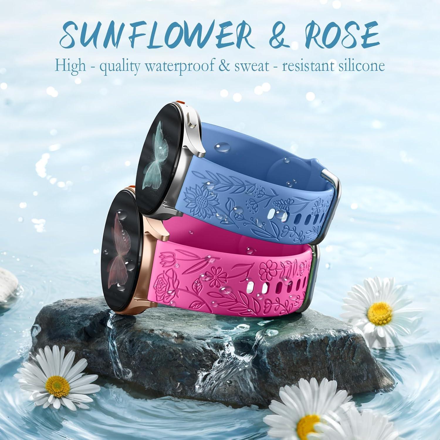 Paquete de 6 Bandas de Silicona Grabadas SNBLK para Samsung Galaxy Watch 7 20mm