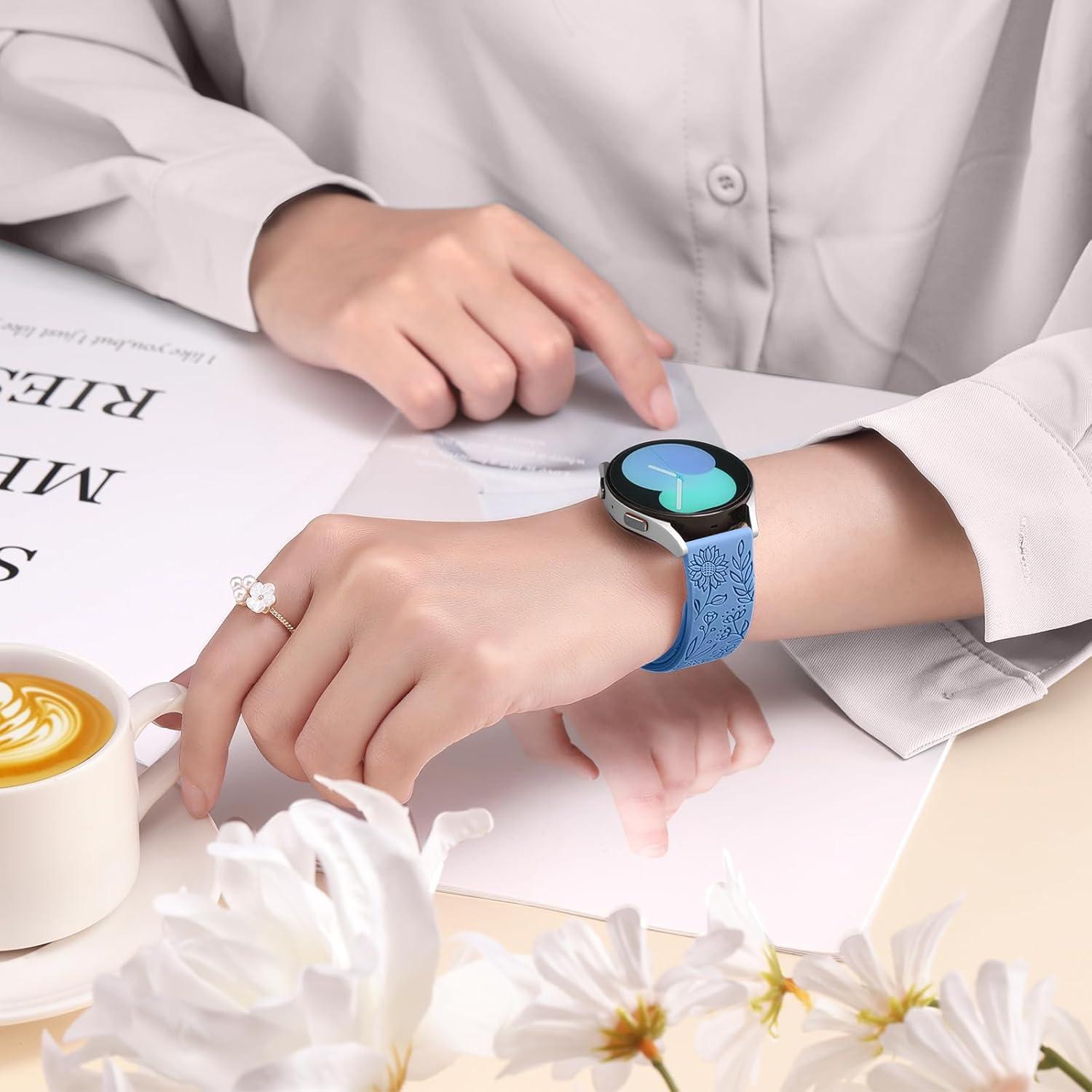 Paquete de 6 Bandas de Silicona Grabadas SNBLK para Samsung Galaxy Watch 7 20mm