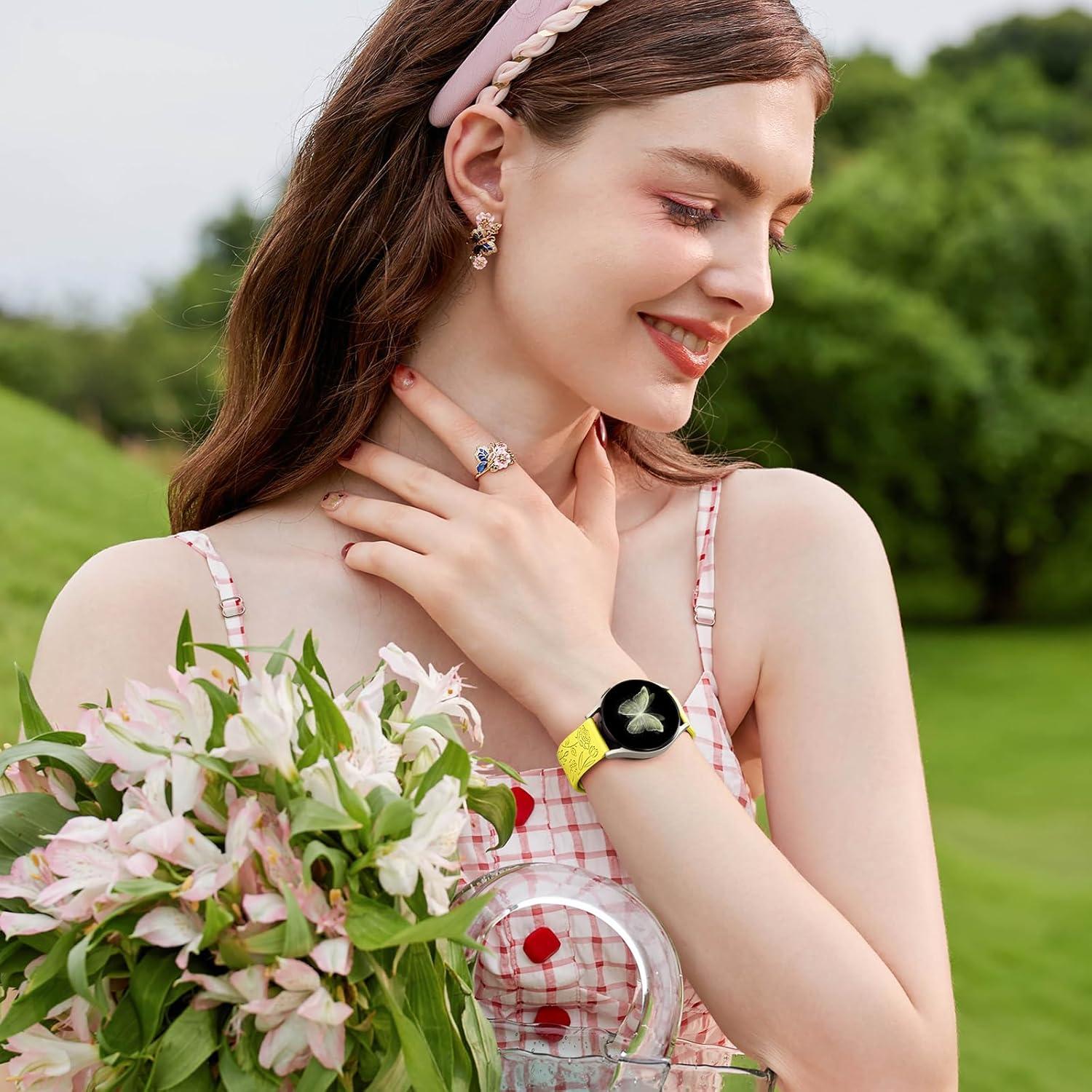 Paquete de 6 Bandas de Silicona Grabadas SNBLK para Samsung Galaxy Watch 7 20mm