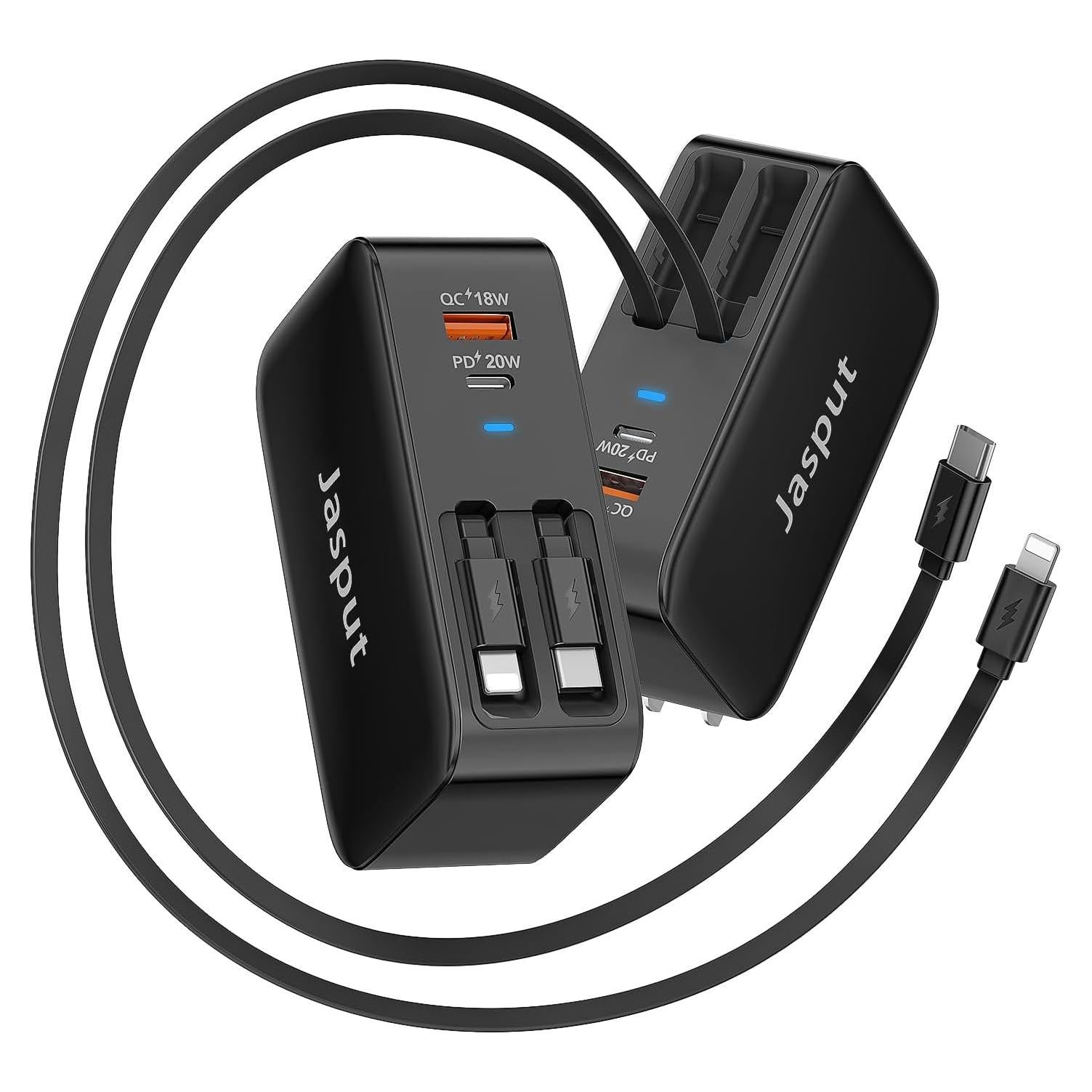 Cargador de pared retráctil 4 en 1 40W USB C iPhone Galaxy